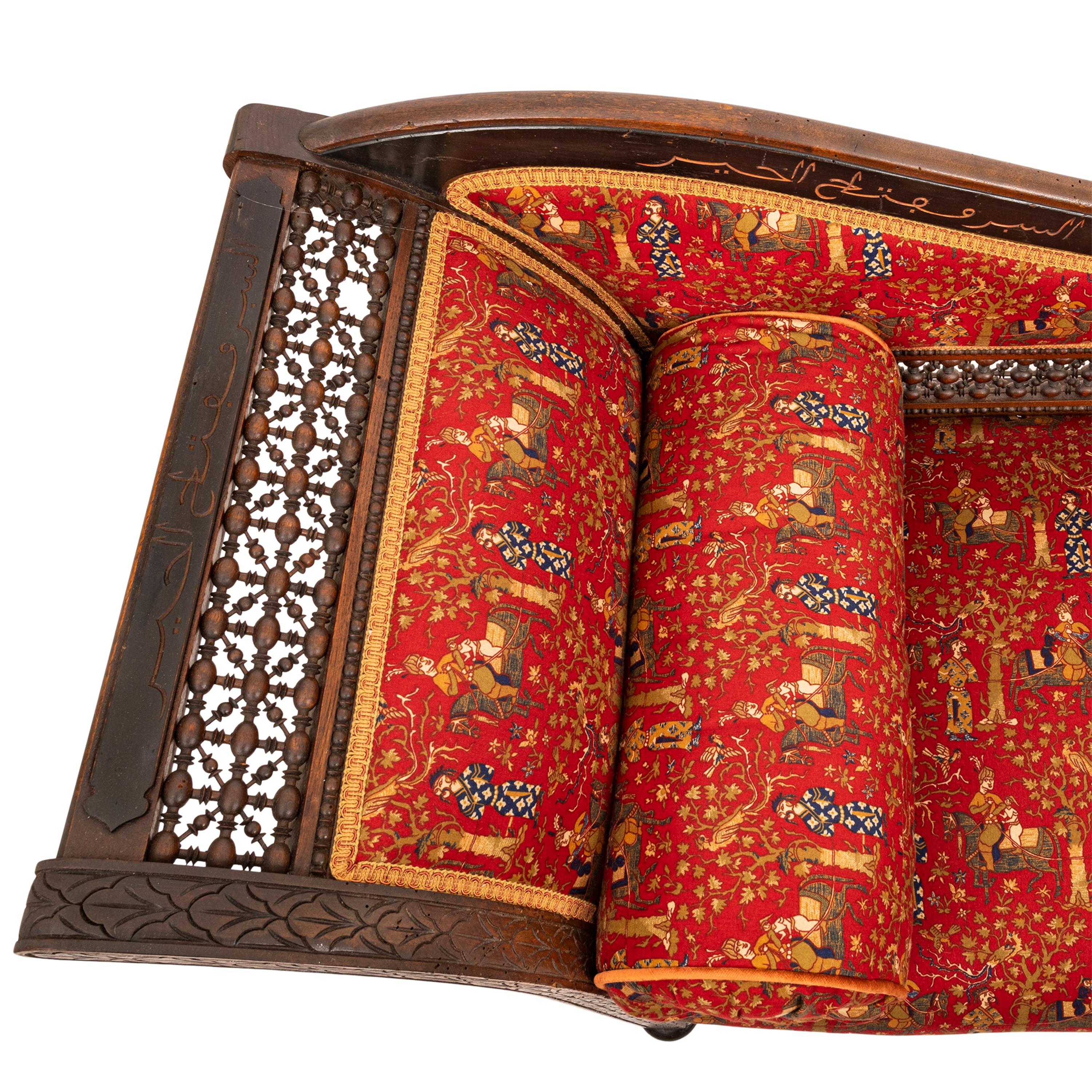 Antique Moorish Syrian Levantine Arabesque Arabic Chaise Lounge Sofa Settee 1880 3