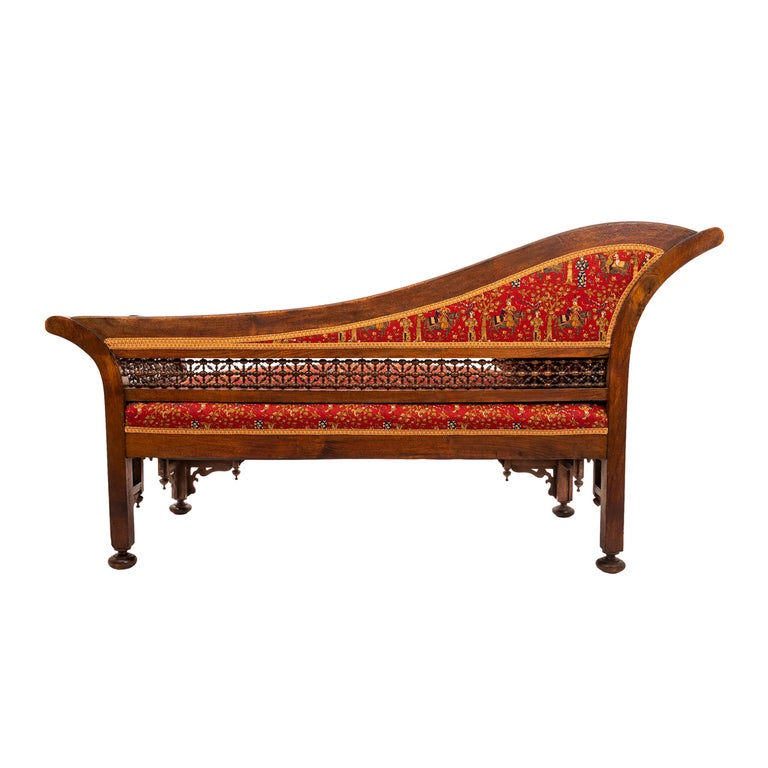 Antique Moorish Syrian Levantine Arabesque Arabic Chaise Lounge Sofa