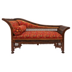 Antique Moorish Syrian Levantine Arabesque Arabic Chaise Lounge Sofa Settee 1880