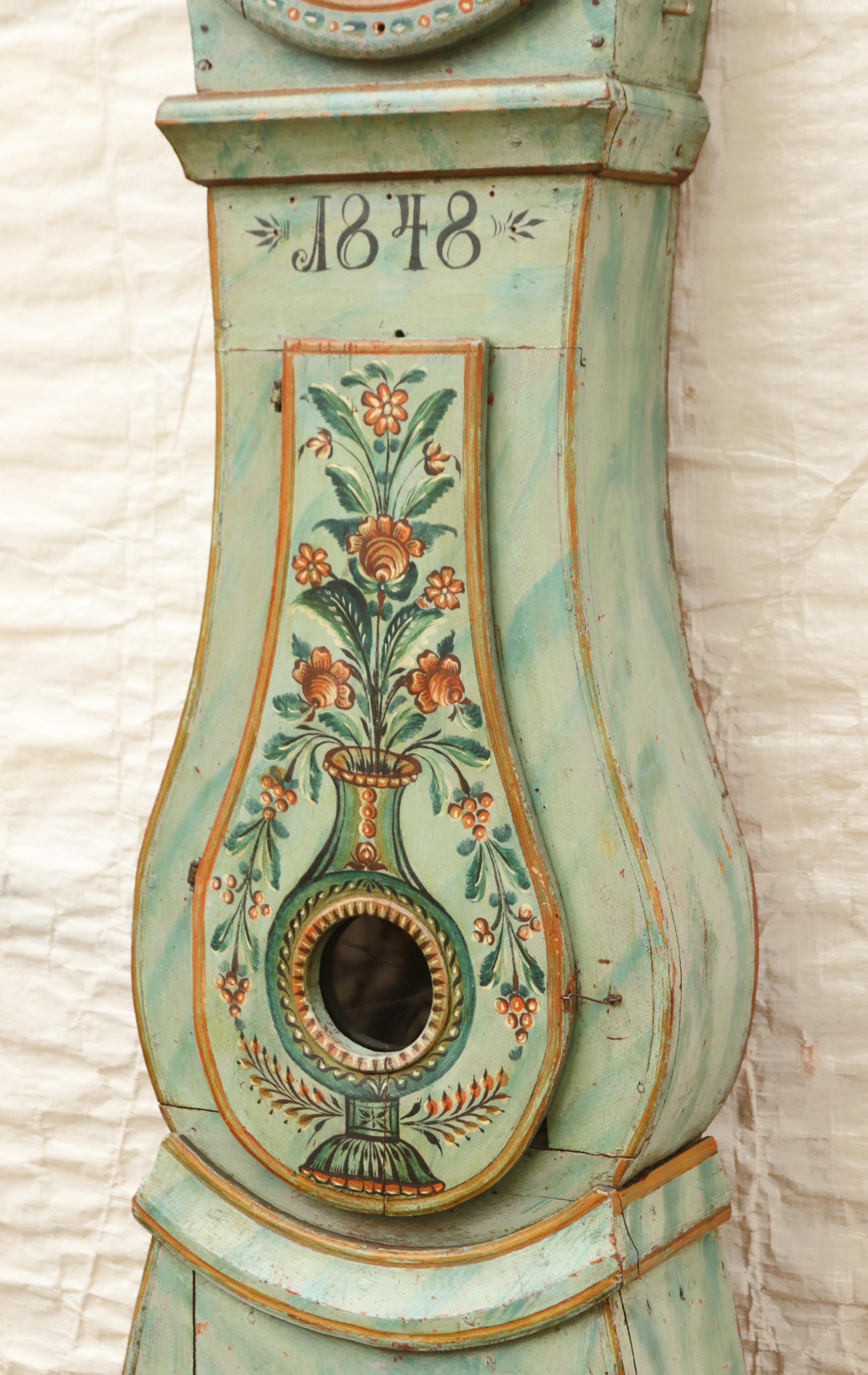 Gustavian Antique Mora Clock 1848 For Sale