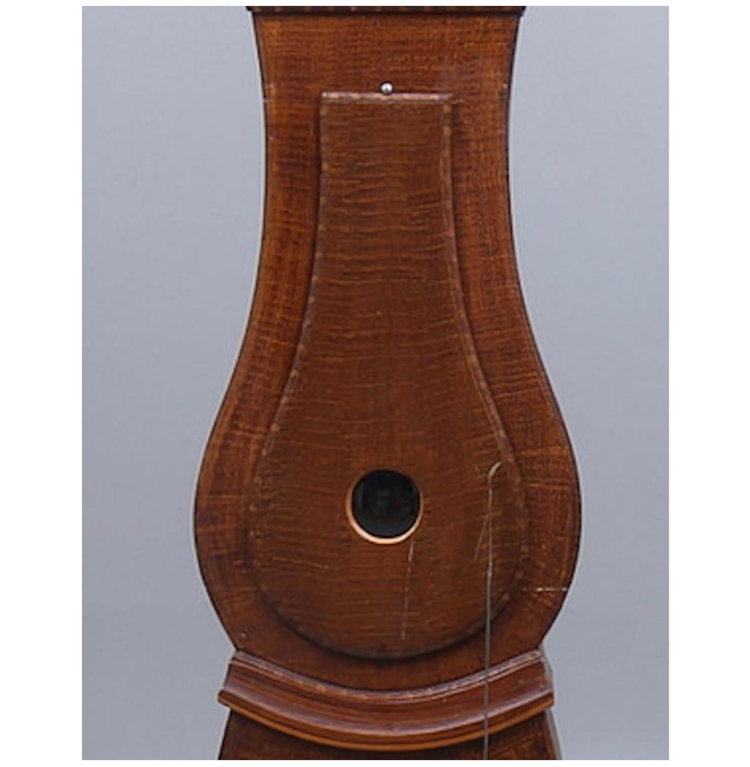 Gustavian Antique Mora Clock Swedish 1800s Folk Art Brown Faux wood grain For Sale