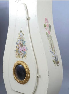 Antique Mora Clock Swedish 1800s White Hand Painted Roses