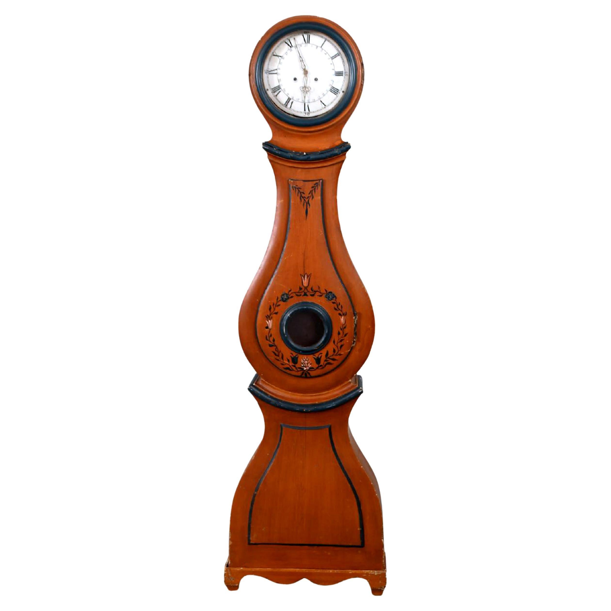 Antique Mora Clock Swedish Biedermeier Marquetry French Polish 1800s Gustavian