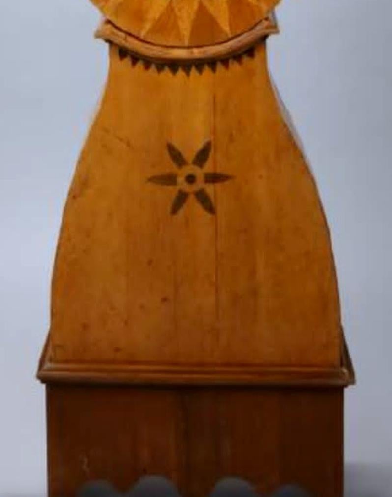 Wood Antique Mora Clock Swedish Biedermeier Natural Marquetry Inlay 1800s Gustavian