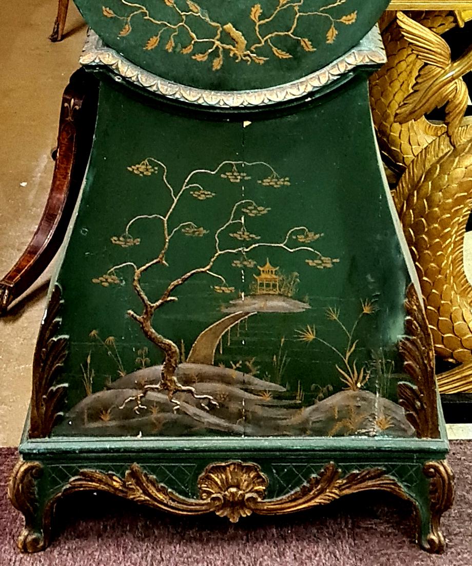 Antique Mora Clock Swedish Chinoiserie Green Gold Late 1700s Gustavian Rococo In Good Condition In LONDON, GB