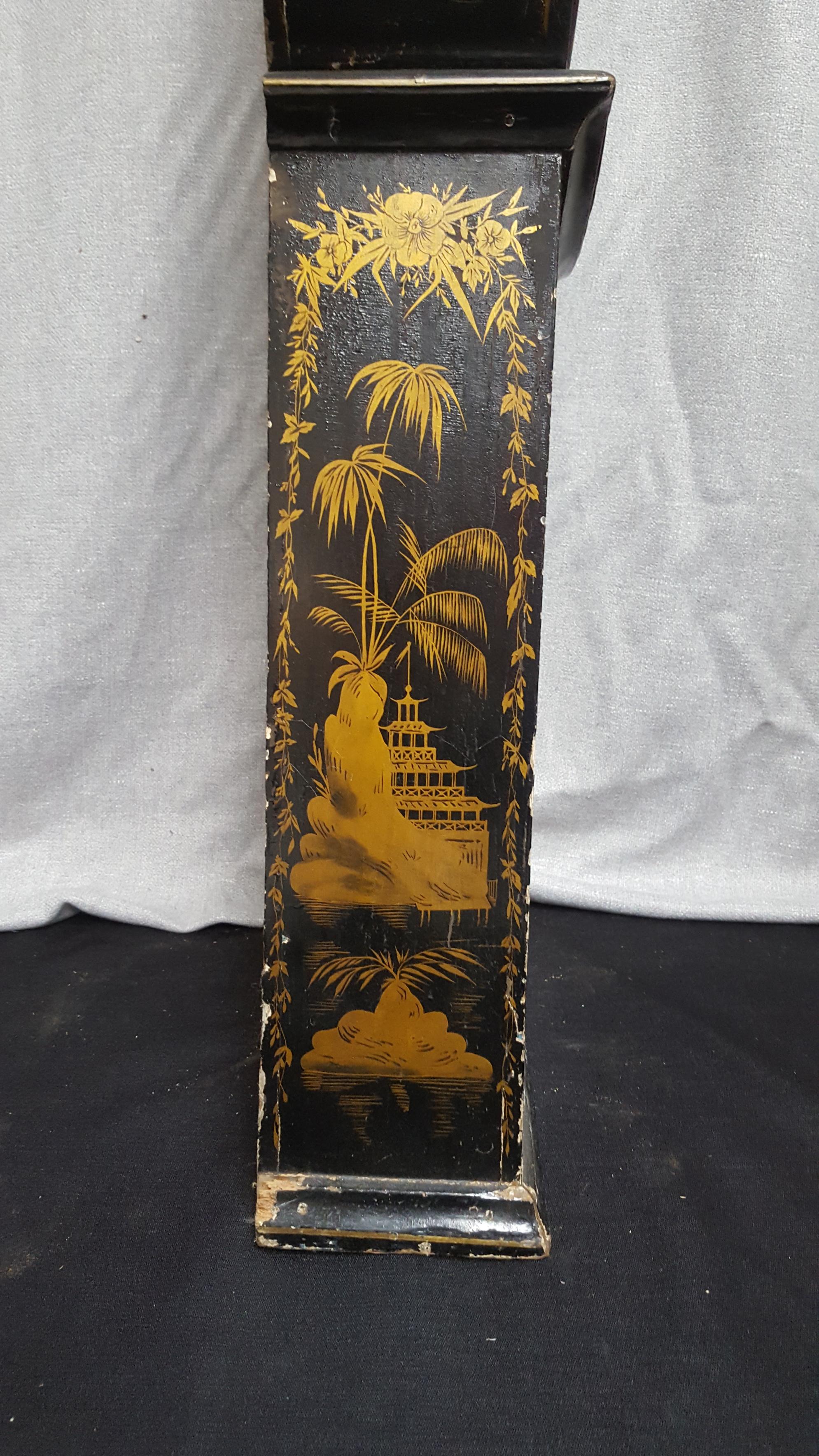 Antico Mora Clocks Svedese Oro Nero Inizio 1800 Chinoiserie Dipinto Originale In condizioni buone in vendita a Lewes, England