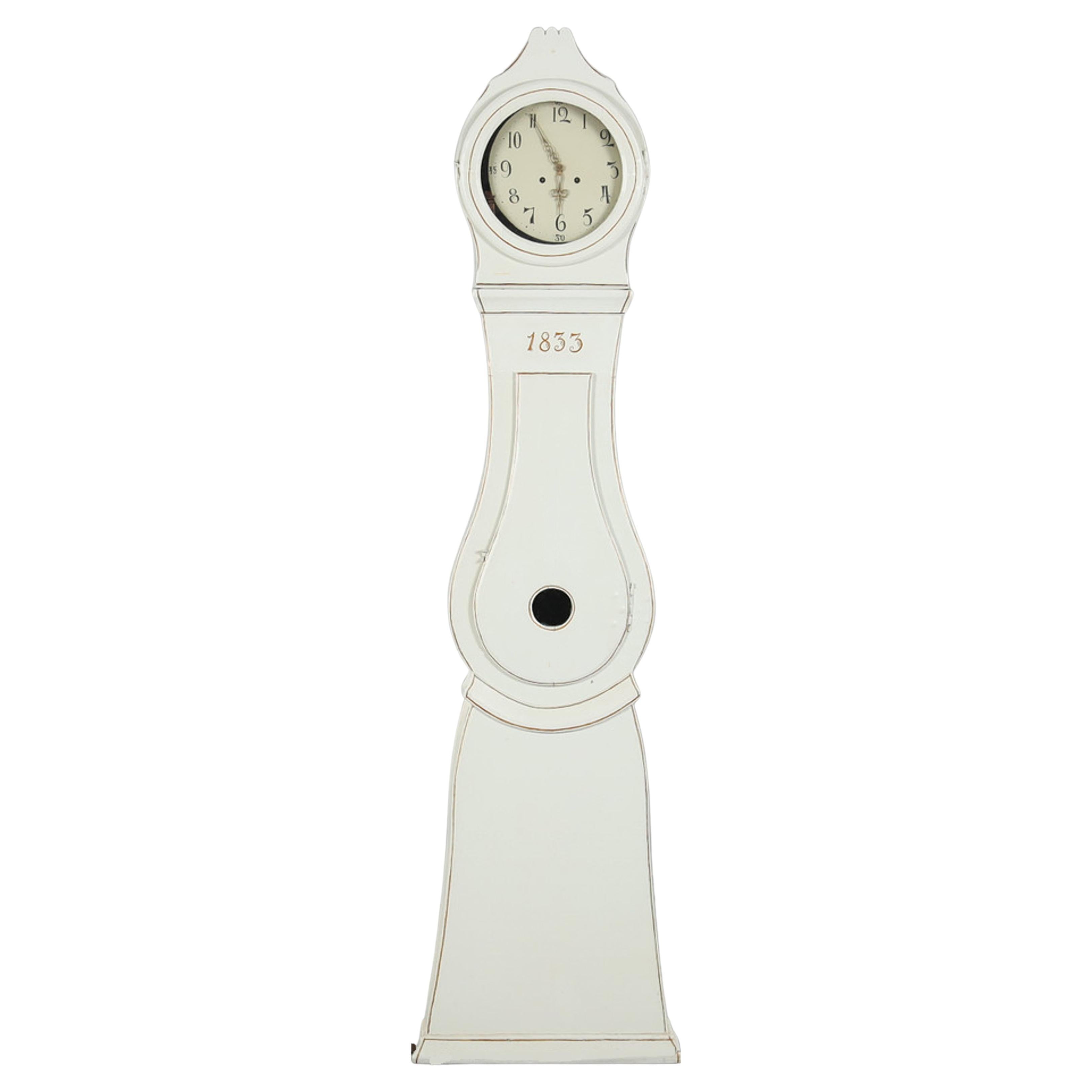 Antique Mora Clock Swedish White Gustavian 1833 Country style