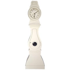 Antique Mora Clock Swedish White Paint, Early 1800s