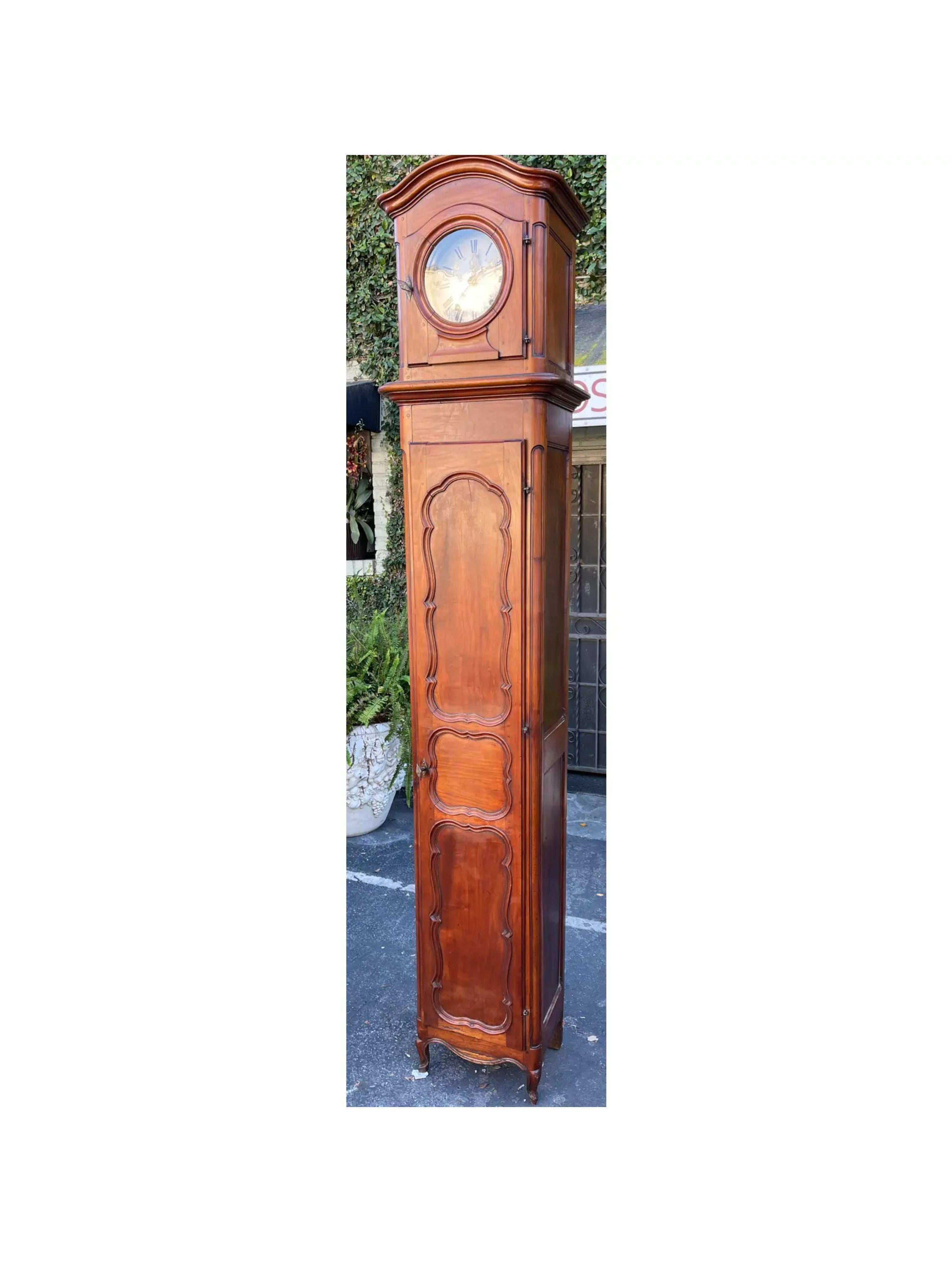 Antique Morbier French Provincial Fruitwood Grandfather Long Case Clock

Additional information: 
Materials: Fruitwood, Mahogany
Please note that this item contains materials that are legally subject to a special export process that may extend