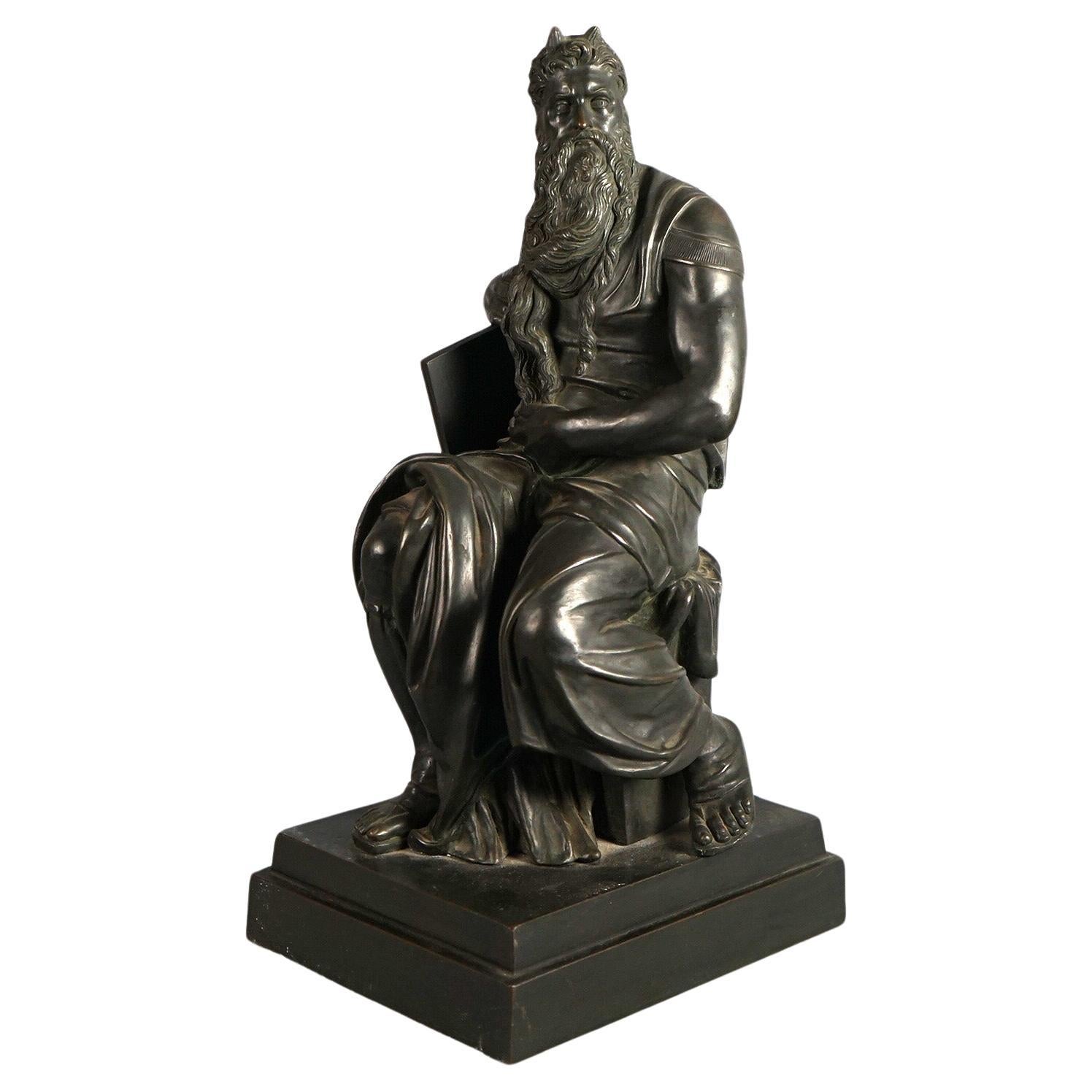 Antique Morelli 
Rinaldi, Roma Signed Classical Cast Bronze Sculpture of Moses