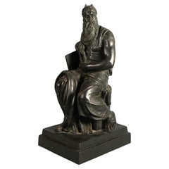 Antique Morelli & Rinaldi, Roma Signed Classical Cast Bronze Sculpture of Moses