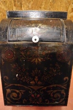 Antique Morgan & Cornell NY 1890 Tin Rolltop Tea Hopper Store Spice Bin Display