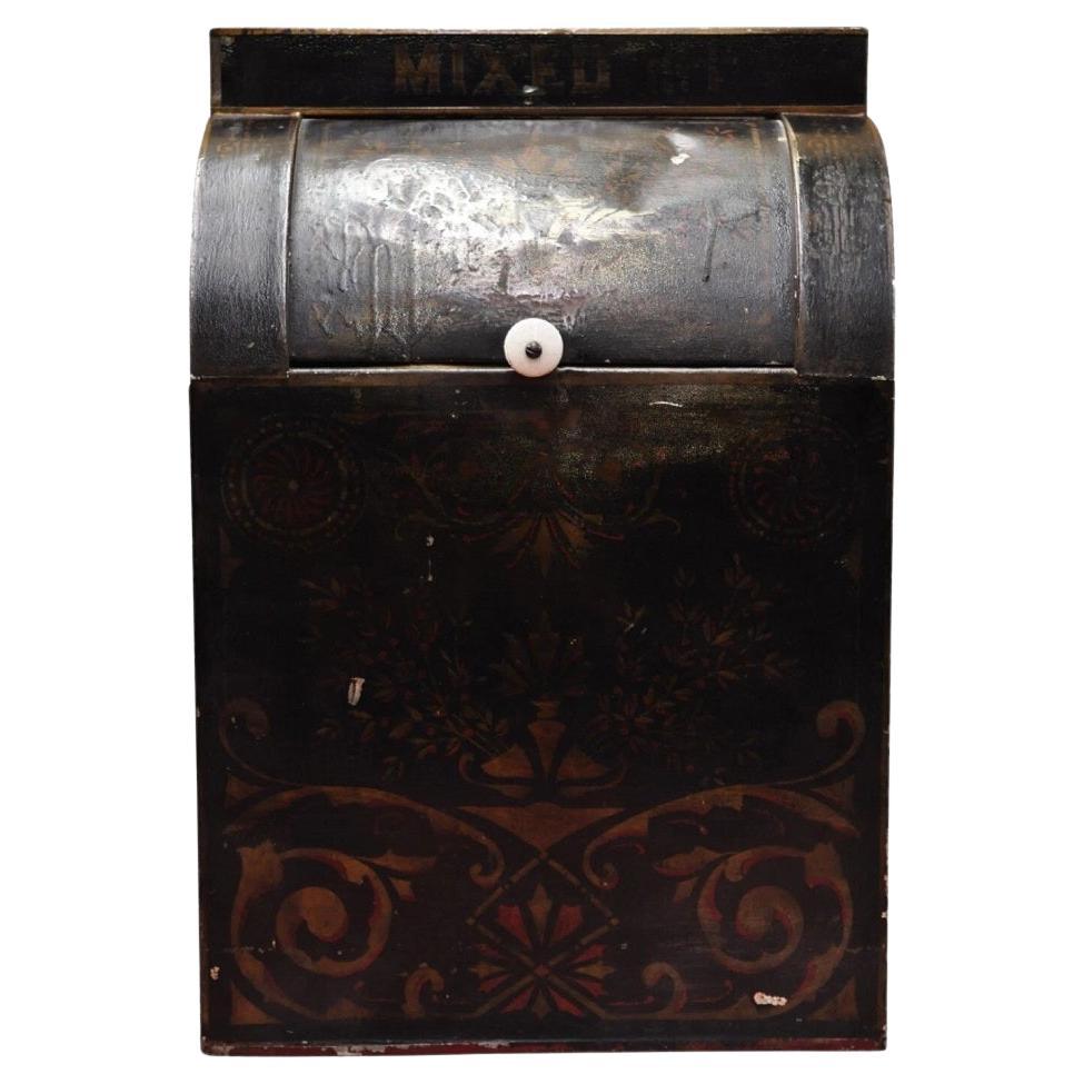 Antique Morgan & Cornell NY 1890 Tin Rolltop Tea Hopper Store Spice Bin Display