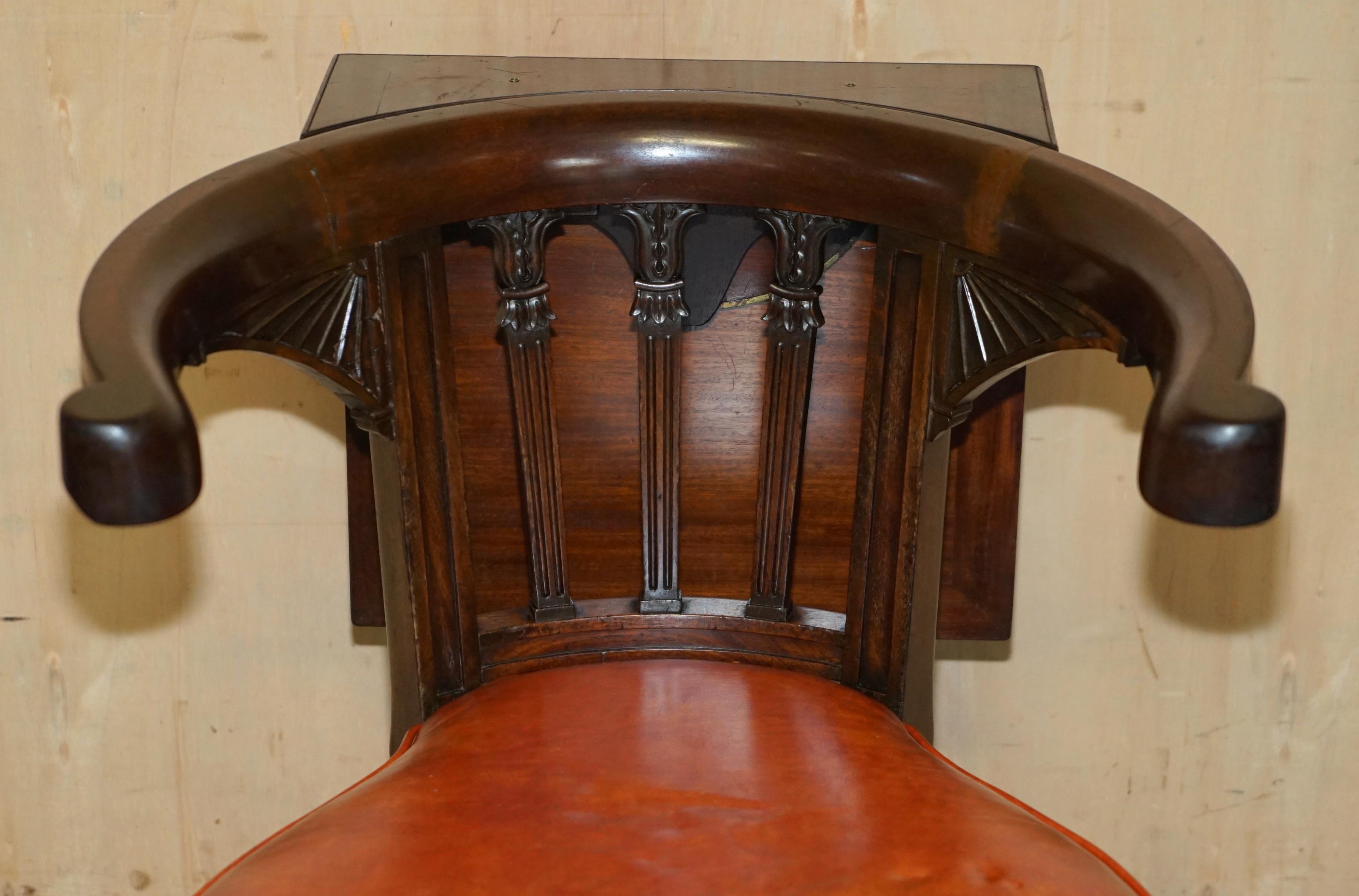 English ANTIQUE MORGAN & SAUNDERS GEORGE IV 1820 HARDWOOD COCKFIGHTING LiBRARY ARMCHAIR For Sale