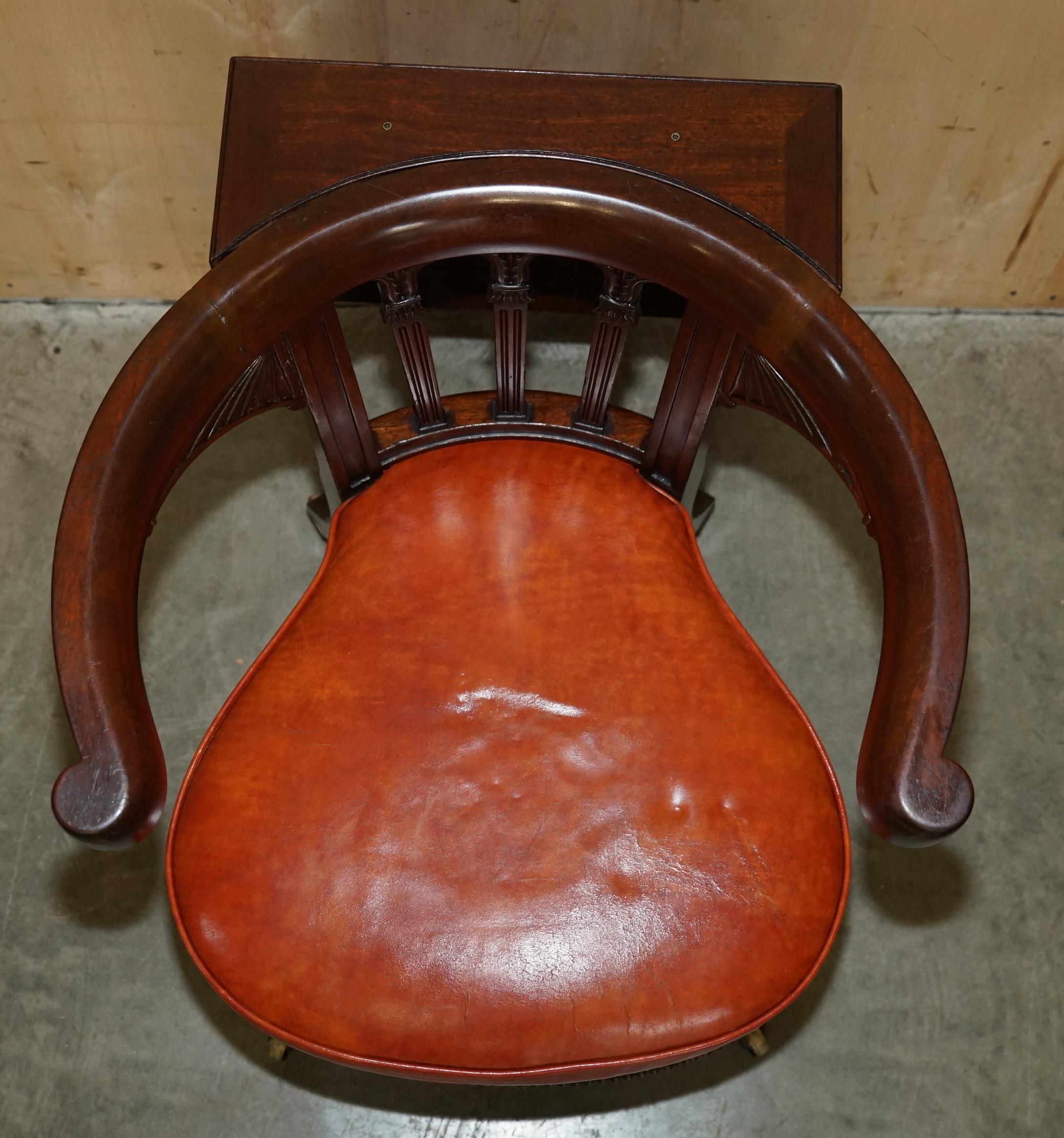 Hand-Crafted ANTIQUE MORGAN & SAUNDERS GEORGE IV 1820 HARDWOOD COCKFIGHTING LiBRARY ARMCHAIR For Sale