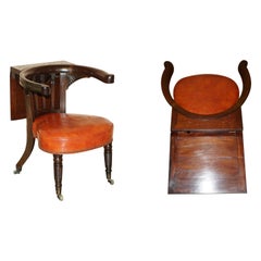 ANTIQUE MORGAN & SAUNDERS GEORGE IV 1820 HARDWOOD COCKFIGHTING LiBRARY ARMCHAIR