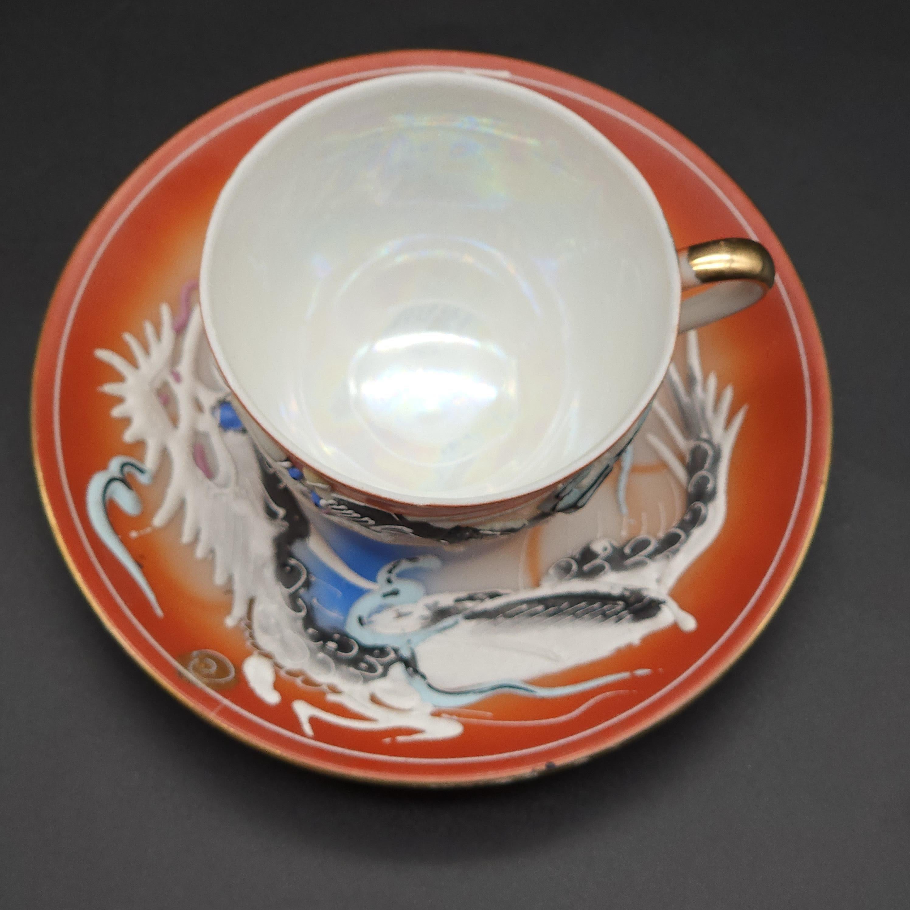 Antique Moriage Dragonware Raised Dragon Coffee Set Japanese Total 14 items 6