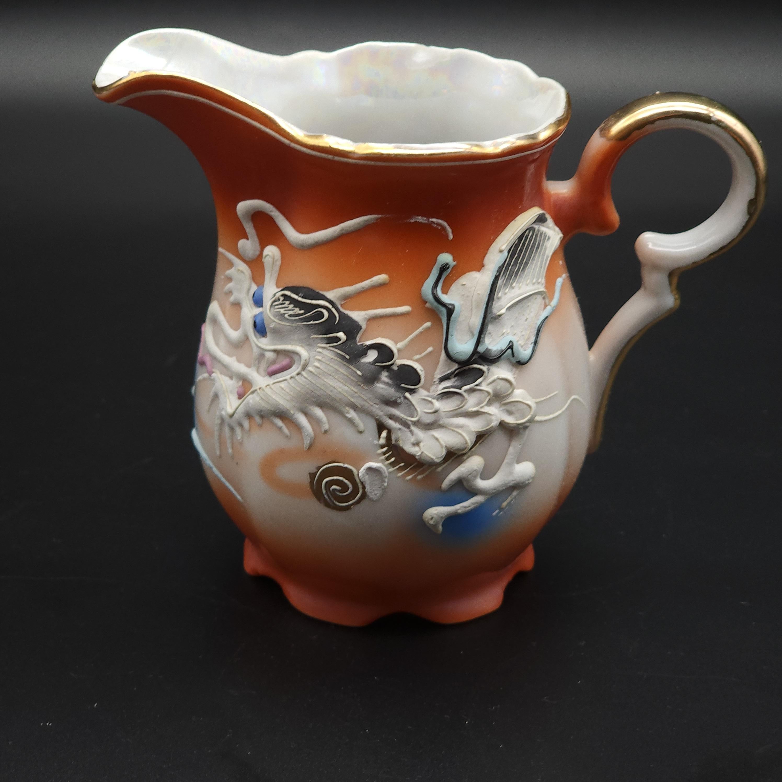 Antique Moriage Dragonware Raised Dragon Coffee Set Japanese Total 14 items 2