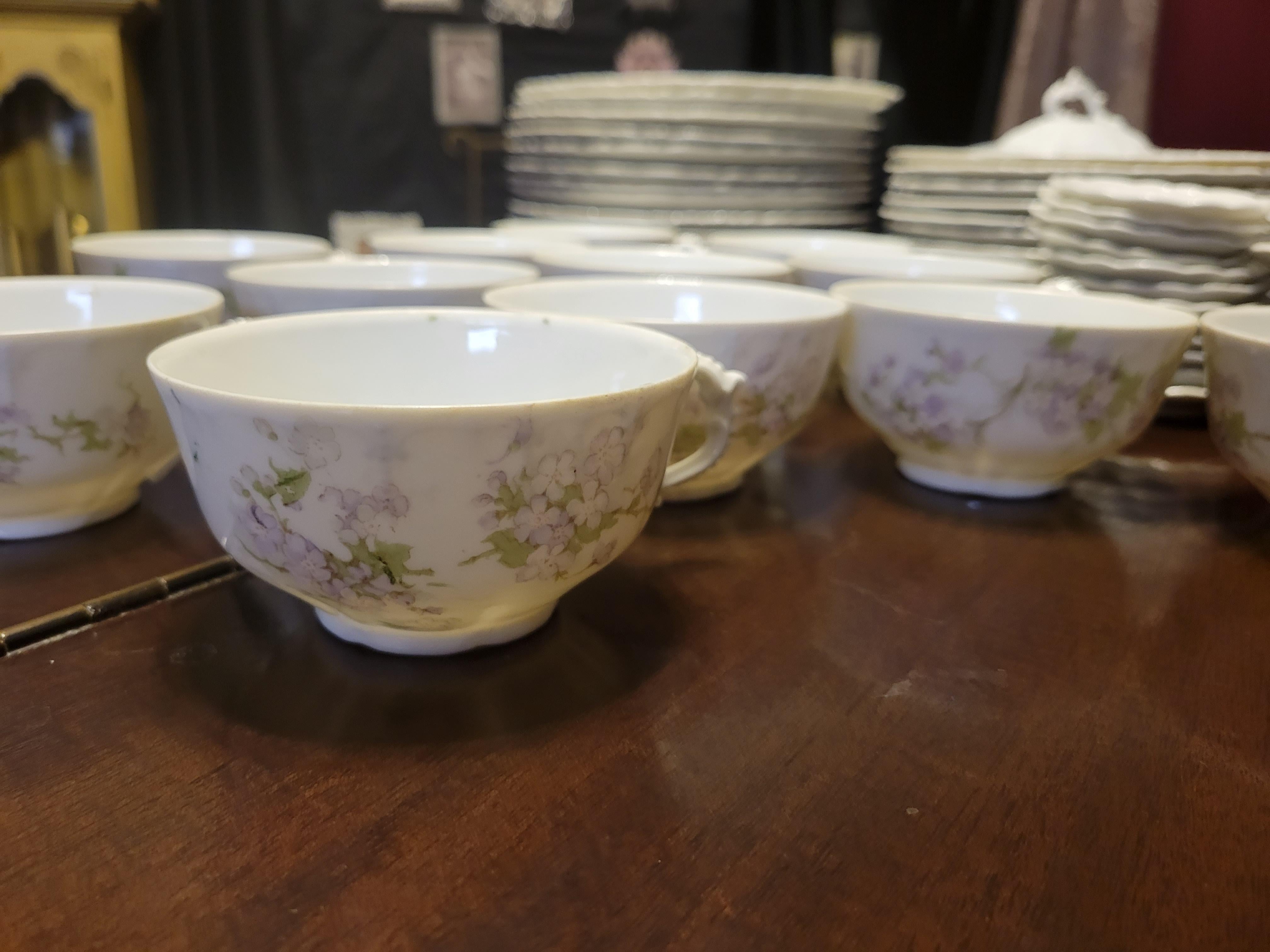 Porcelain Antique, 1895, Moritz Zdekauer Hapsburg 'Lilac' 12-Person Dining Set - 80 Pieces For Sale