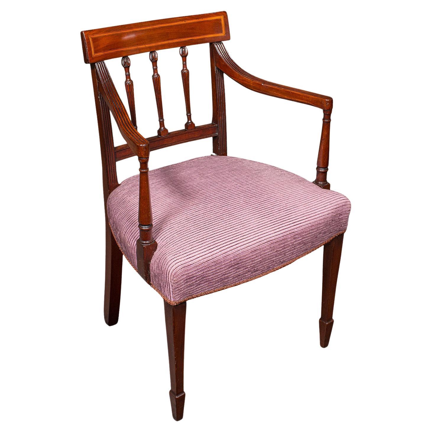 Antique Morning Room Chair, English, Desk, Elbow Seat, Reception Hall, Regency