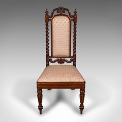 Chaise de salon ancienne anglaise, coton de soie, assise latérale, William IV, vers 1835