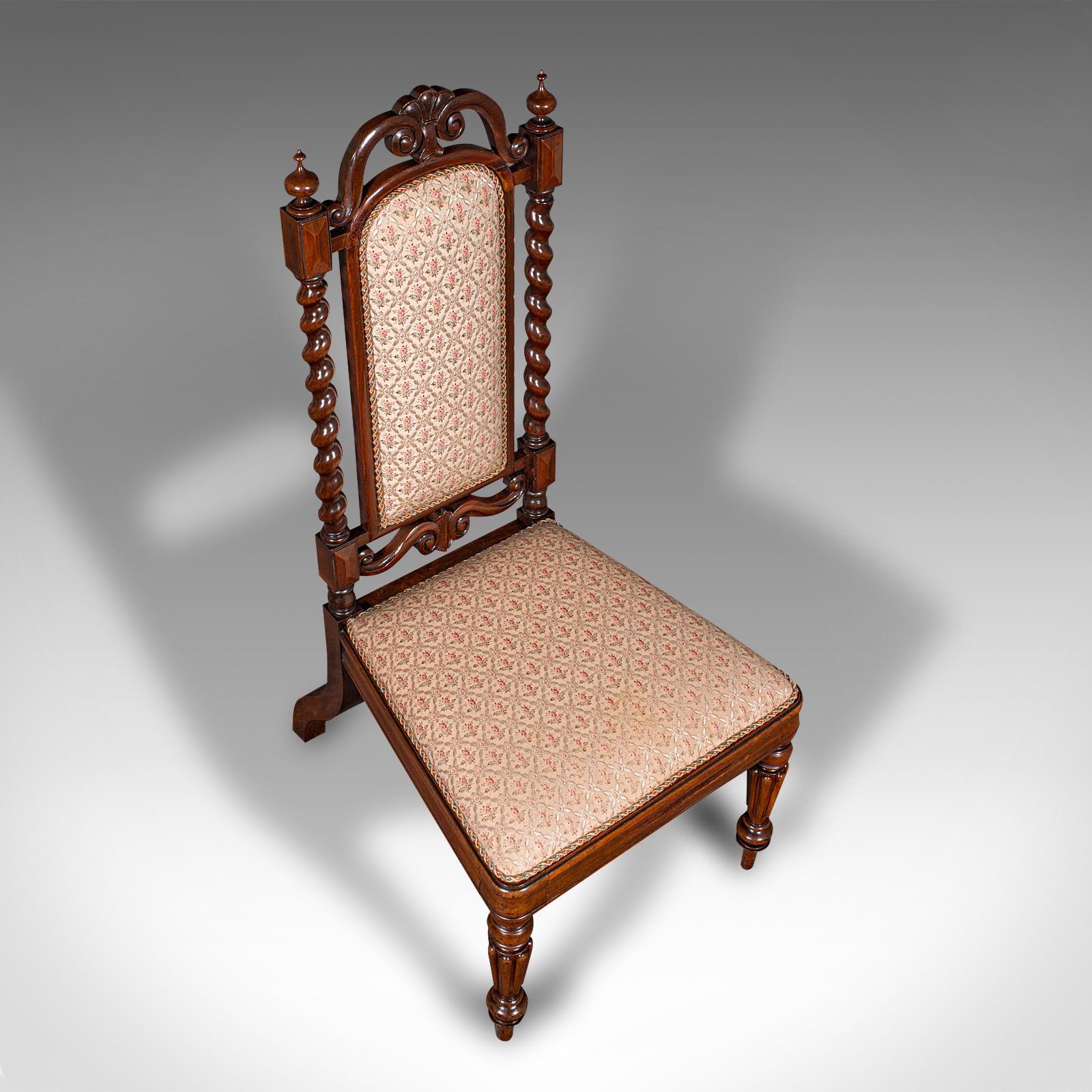 Wood Antique Morning Room Chair, English, Silk Cotton, Side Seat, William IV, C.1835 For Sale