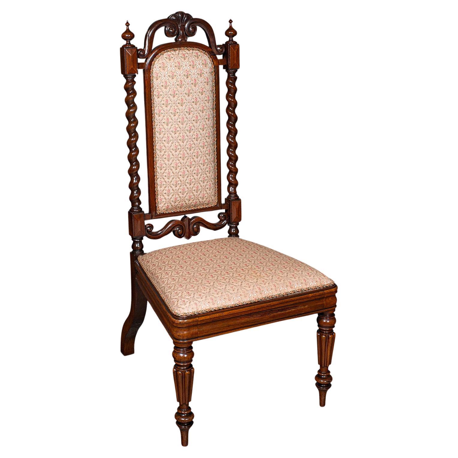 Antique Morning Room Chair, English, Silk Cotton, Side Seat, William IV, C.1835 For Sale
