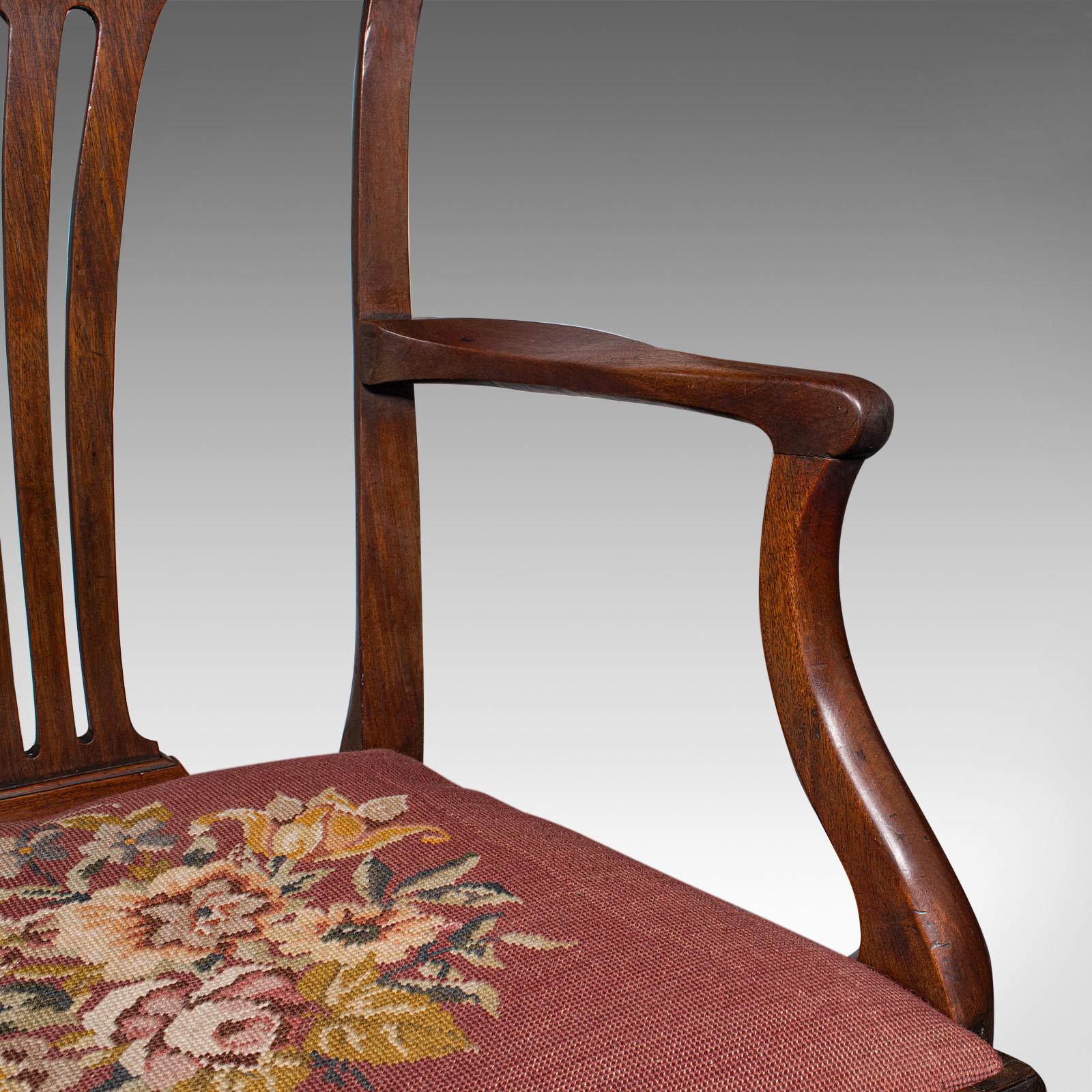 Antique Morning Room Elbow Chair, English, Armchair, Chippendale Taste, Georgian 5