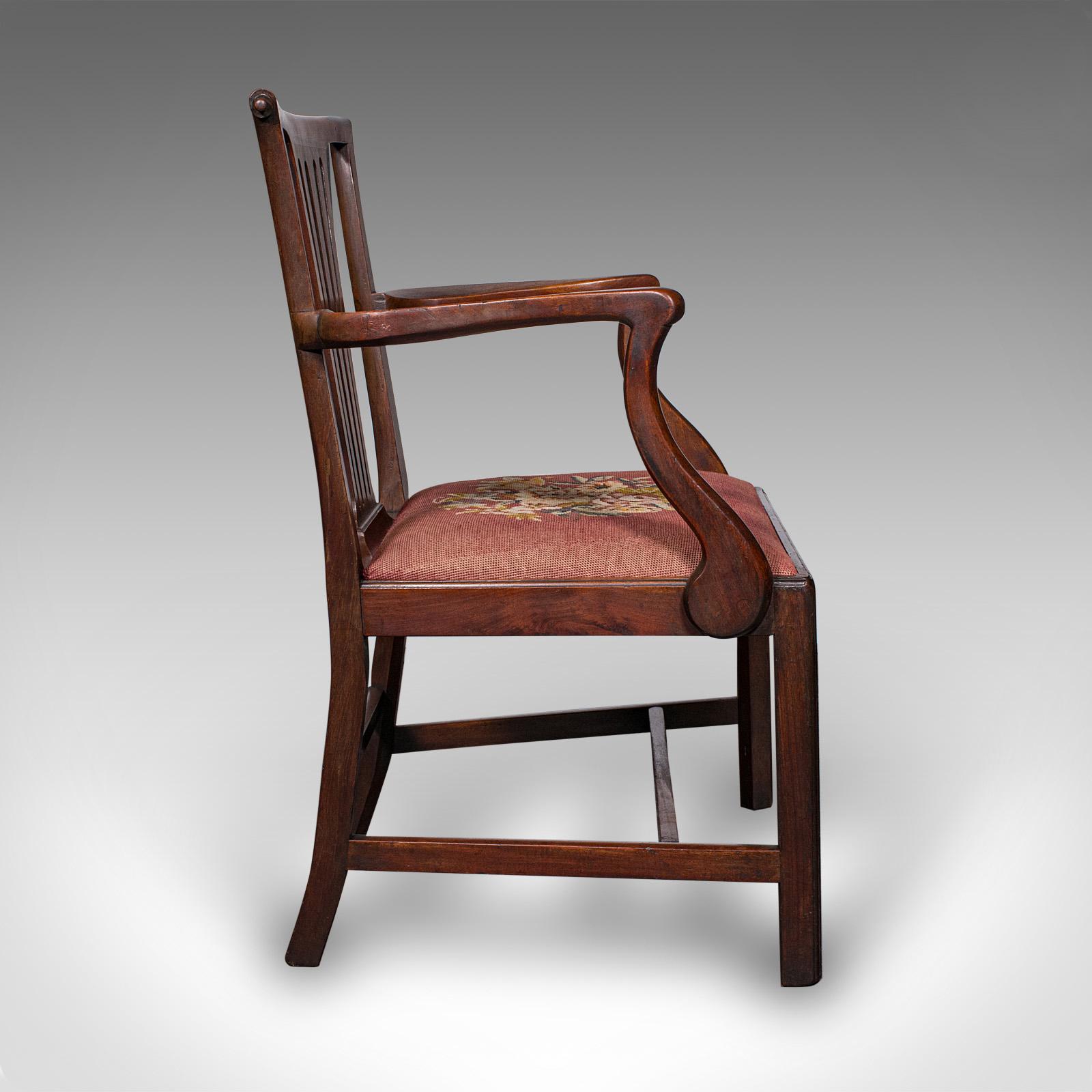 Antique Morning Room Elbow Chair, English, Armchair, Chippendale Taste, Georgian In Good Condition In Hele, Devon, GB