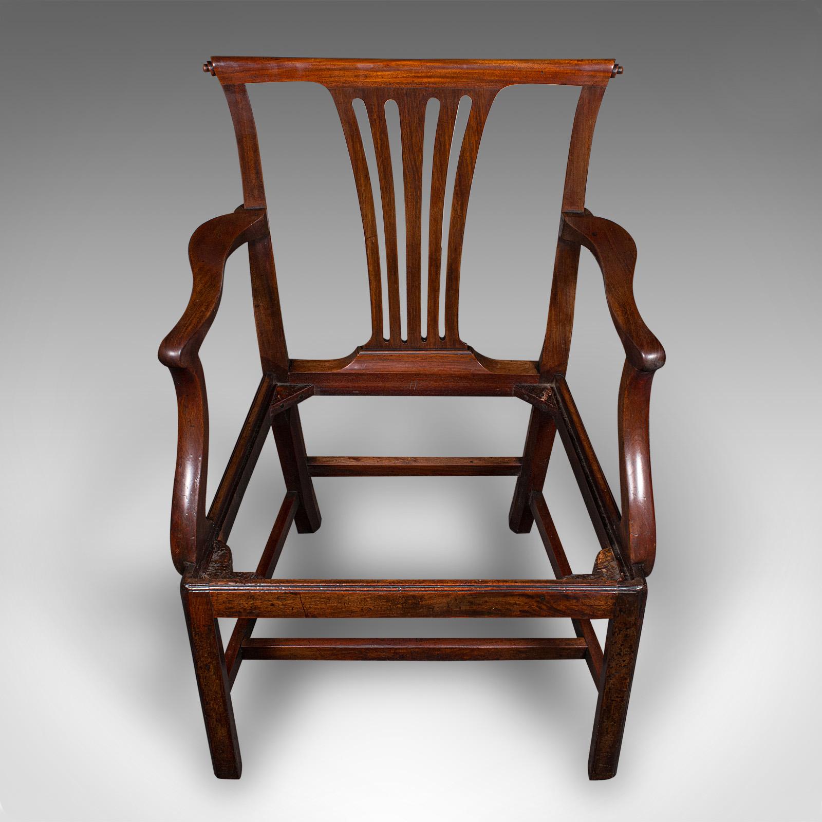 Antique Morning Room Elbow Chair, English, Armchair, Chippendale Taste, Georgian 2