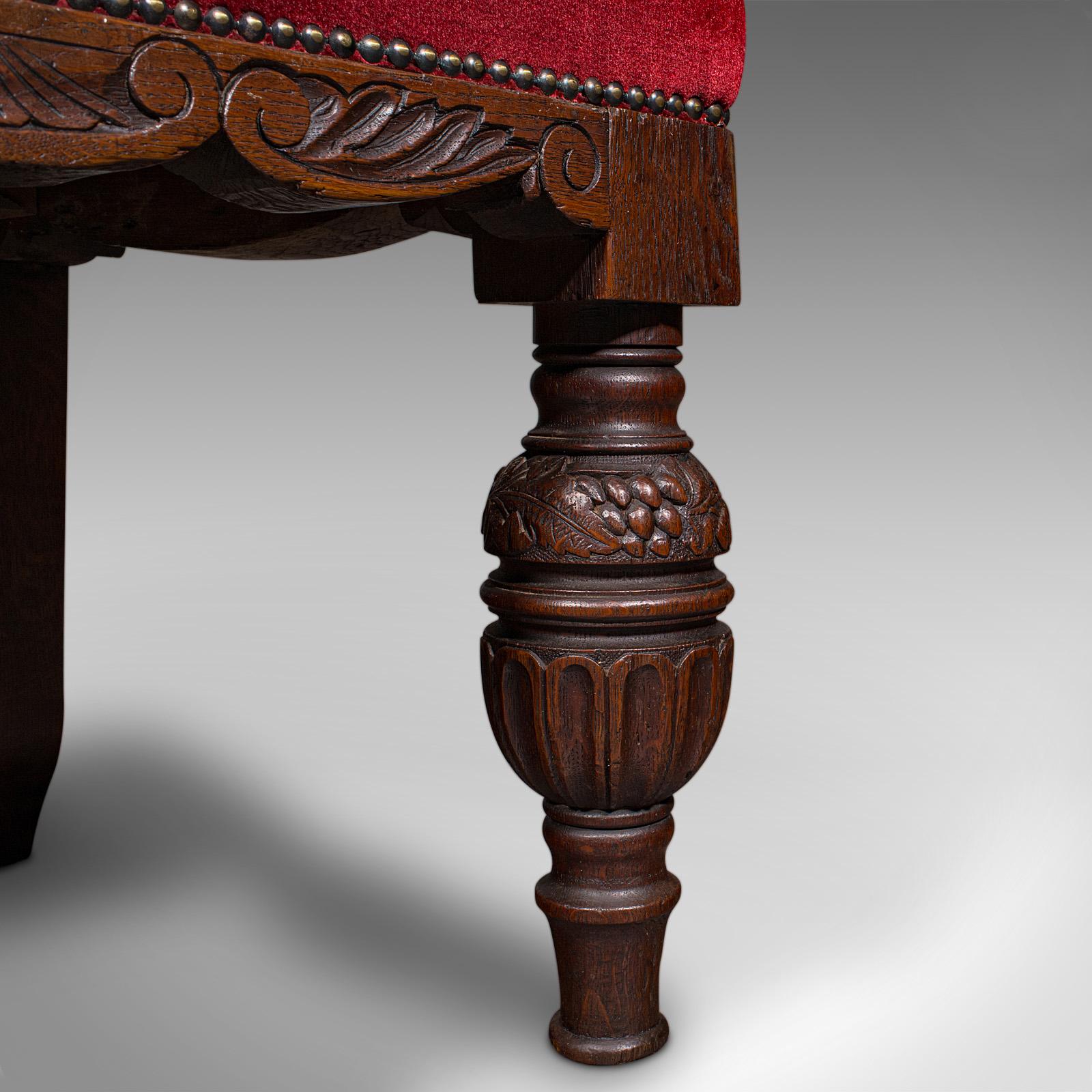 Antique Morning Room Elbow Chair, Scottish, Oak, Gothic Revival Seat, Victorian For Sale 6