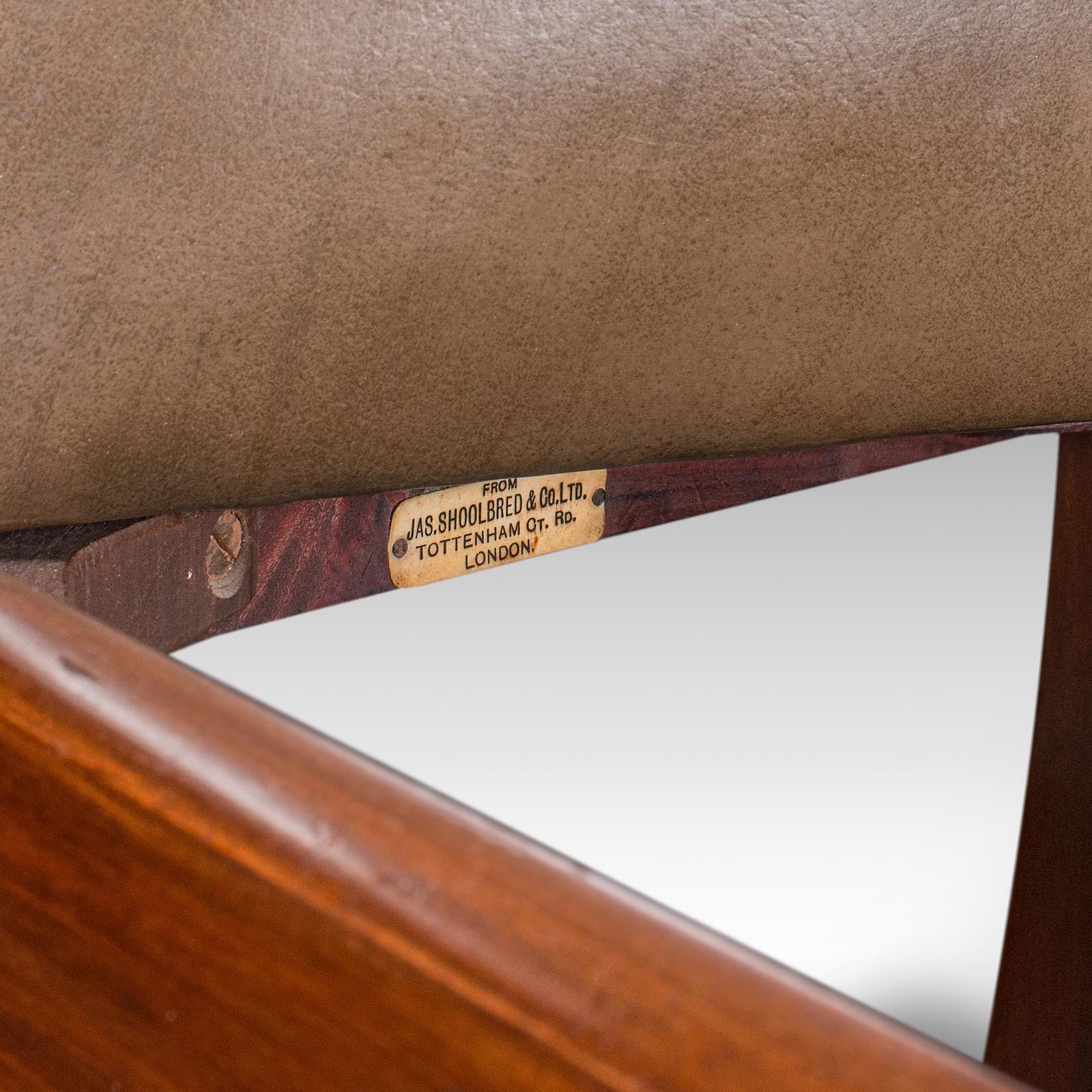 Silla auxiliar de salón antigua, asiento acodado de nogal inglés, Shoolbred, eduardiana en venta 4