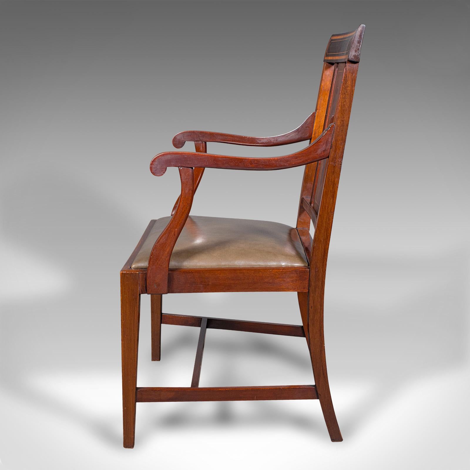 Silla auxiliar de salón antigua, asiento acodado de nogal inglés, Shoolbred, eduardiana en Bueno estado para la venta en Hele, Devon, GB