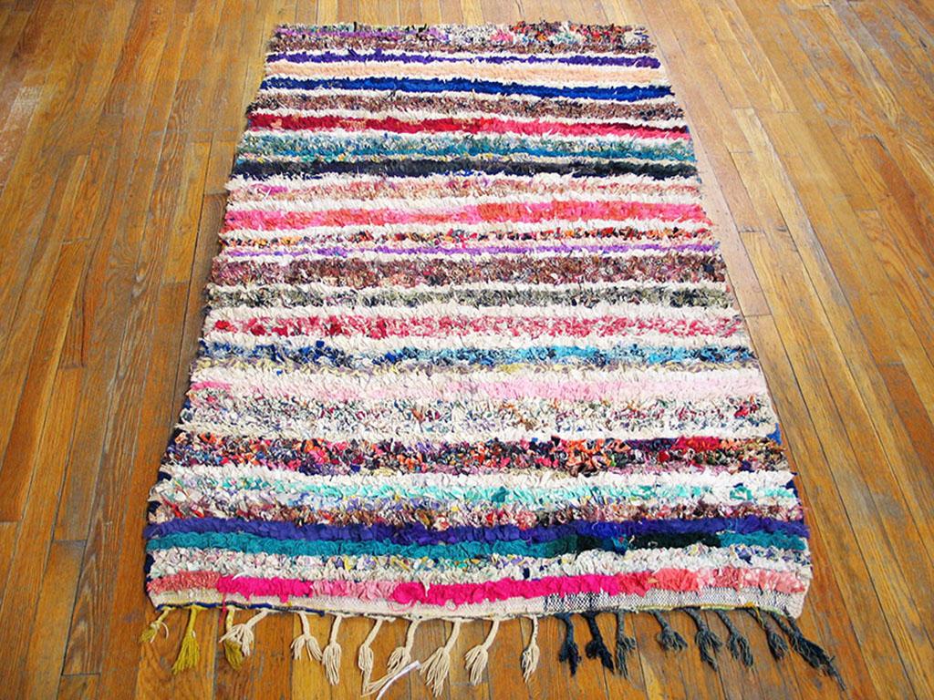 Antique Moroccan African Boucherouitte rug. Size: 3'8