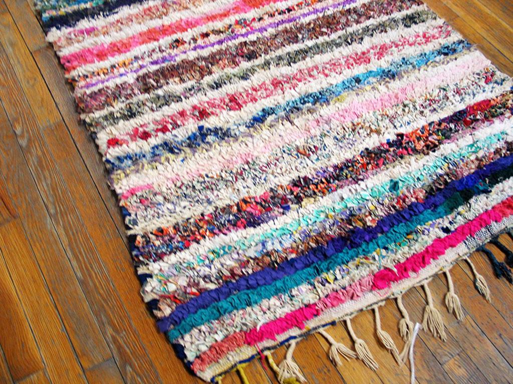 Hand-Knotted Antique Moroccan African Boucherouitte Rug For Sale