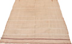 Antique Moroccan Berber Henna-Dyed Haik Flat-Woven Wrapper Textile Rug