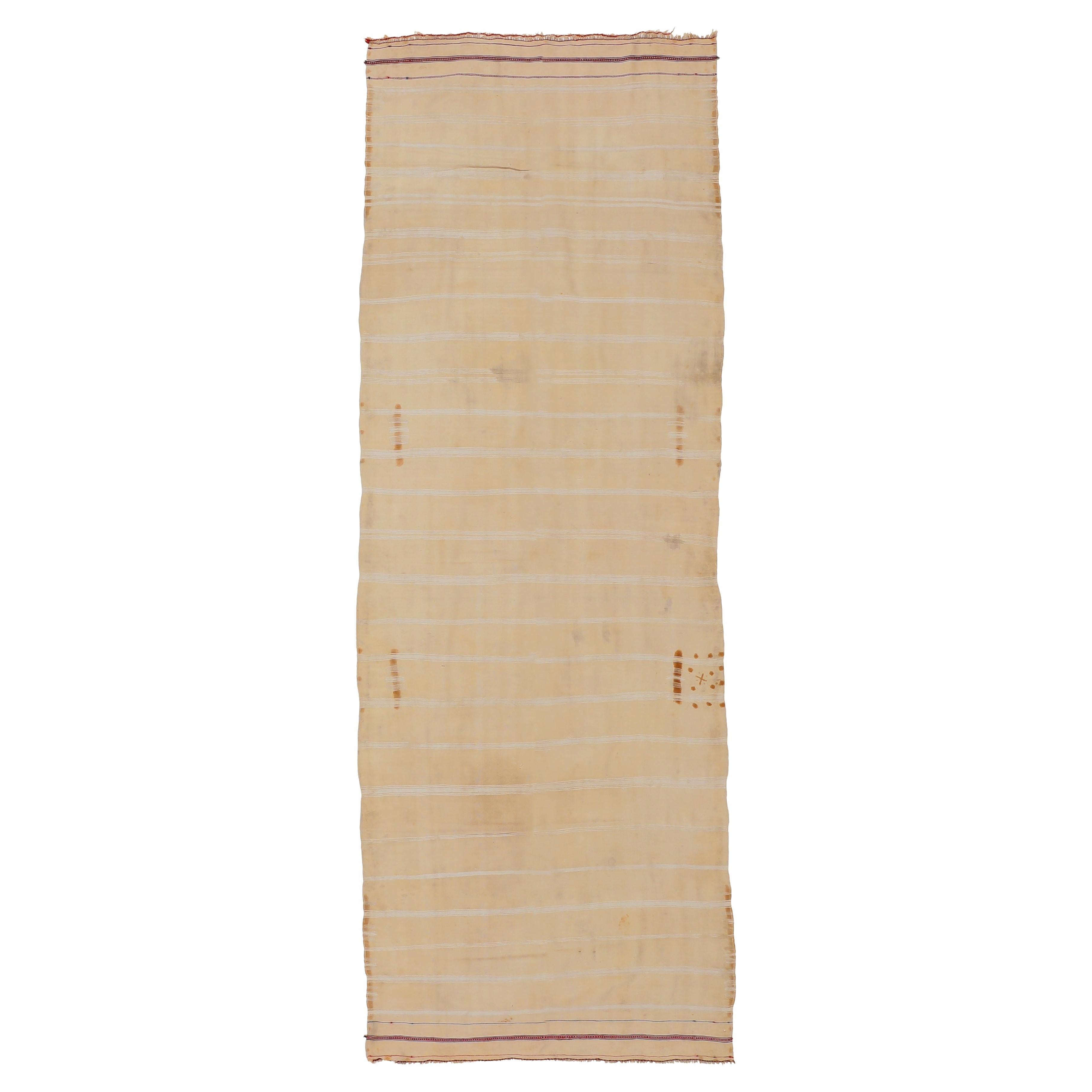 Antique Moroccan Berber Henna-Dyed Haik Flat-Woven Wrapper Textile Rug For Sale