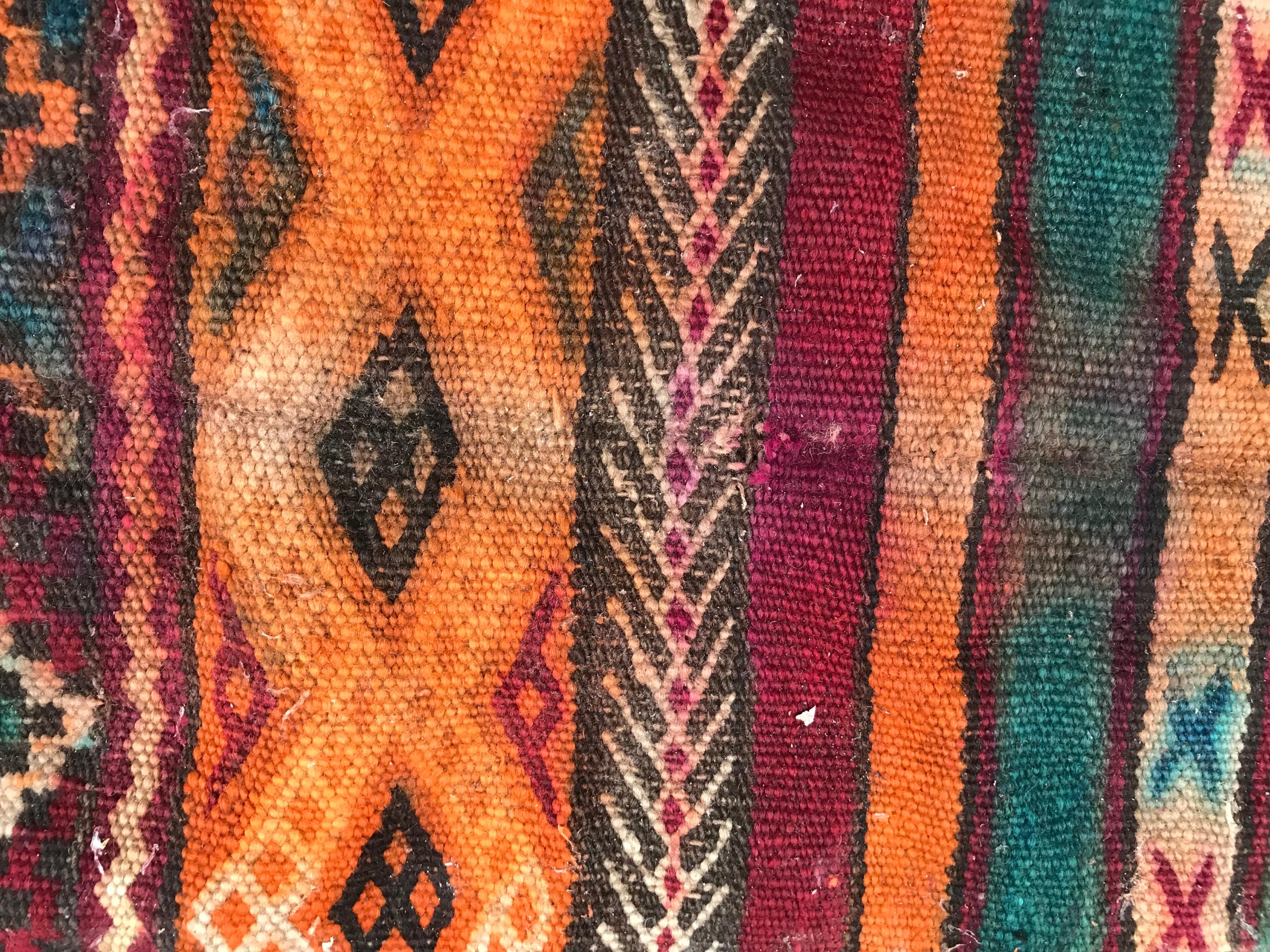 Tribal Antique Moroccan Berber Kilim Rug For Sale