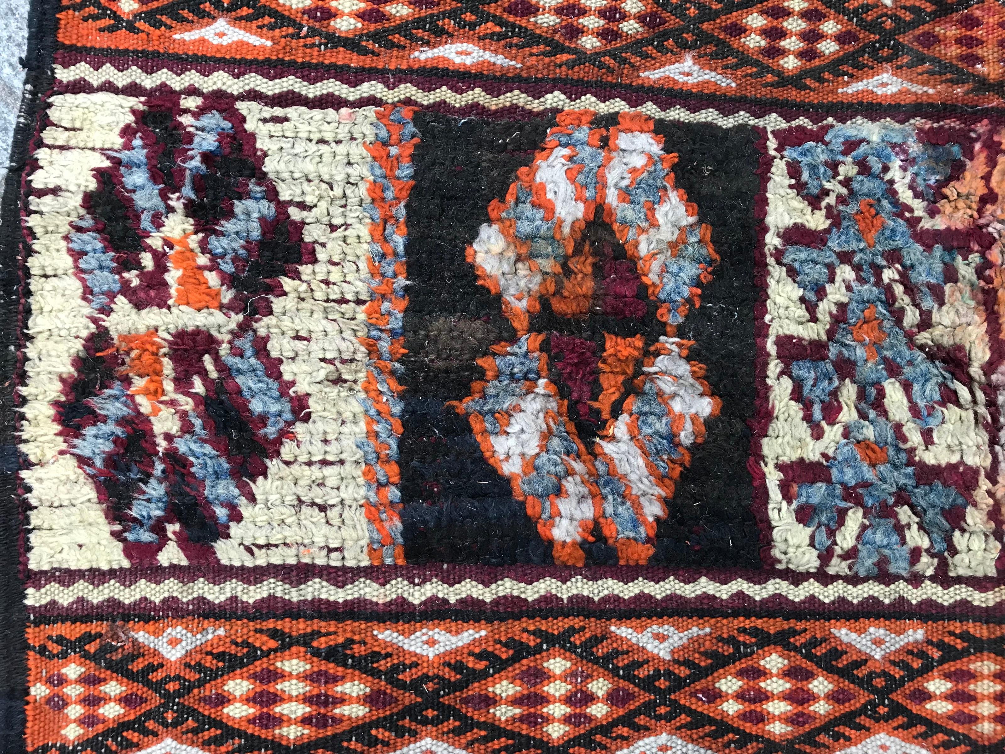 Hand-Woven Antique Moroccan Berber Kilim Rug For Sale