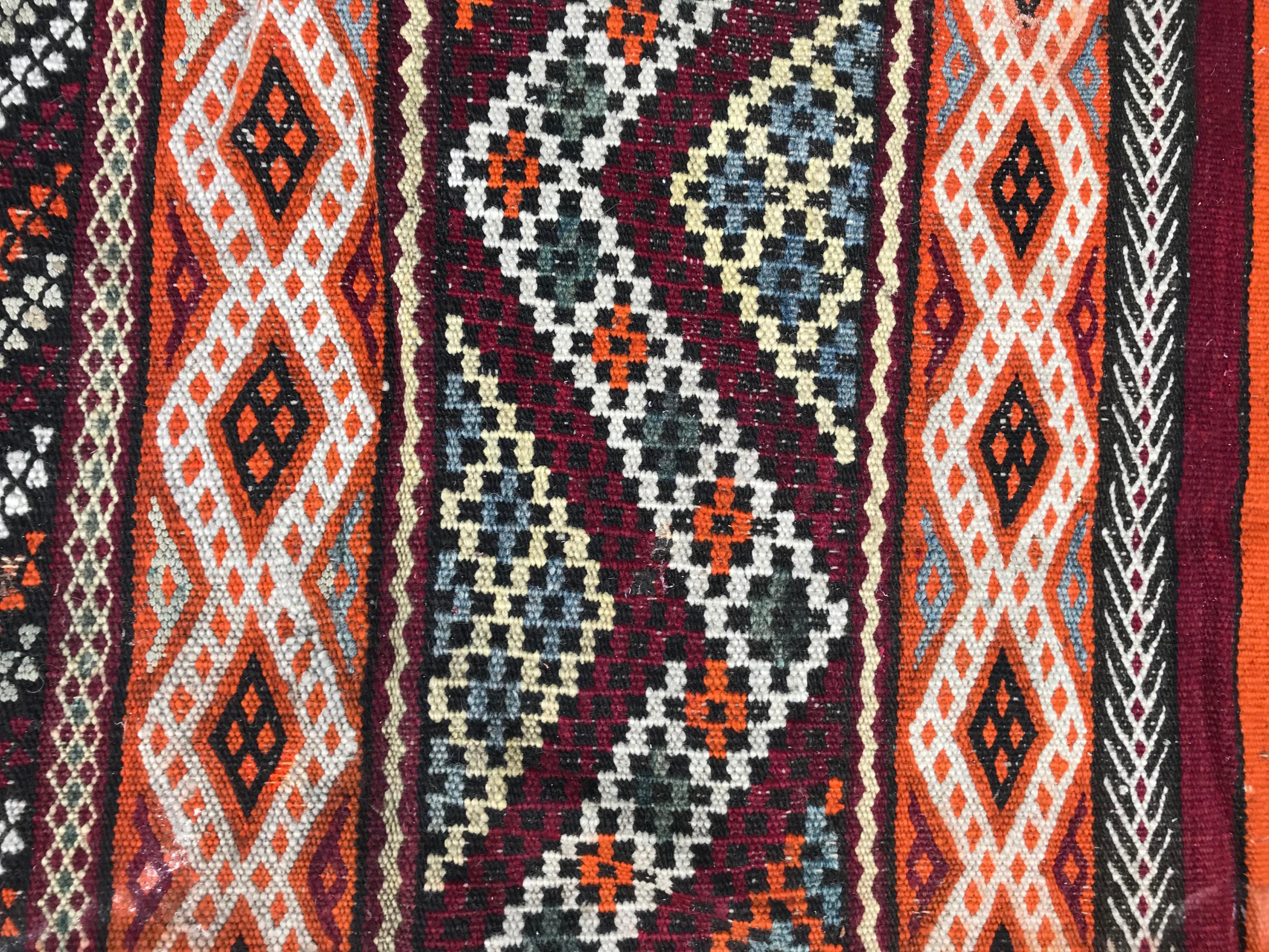 20th Century Antique Moroccan Berber Kilim Rug For Sale