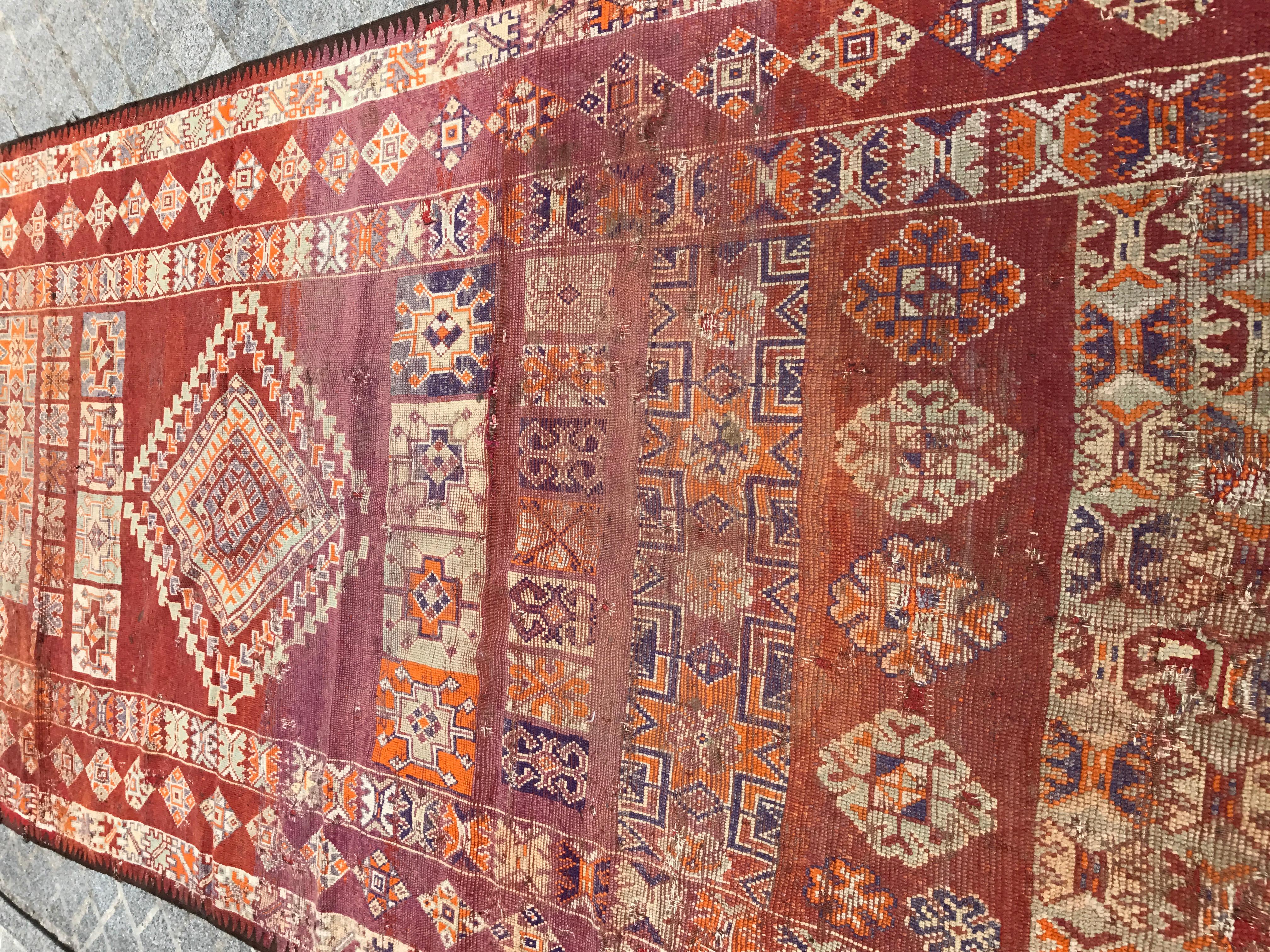 Antique Moroccan Berbere Tribal Long Rug 7