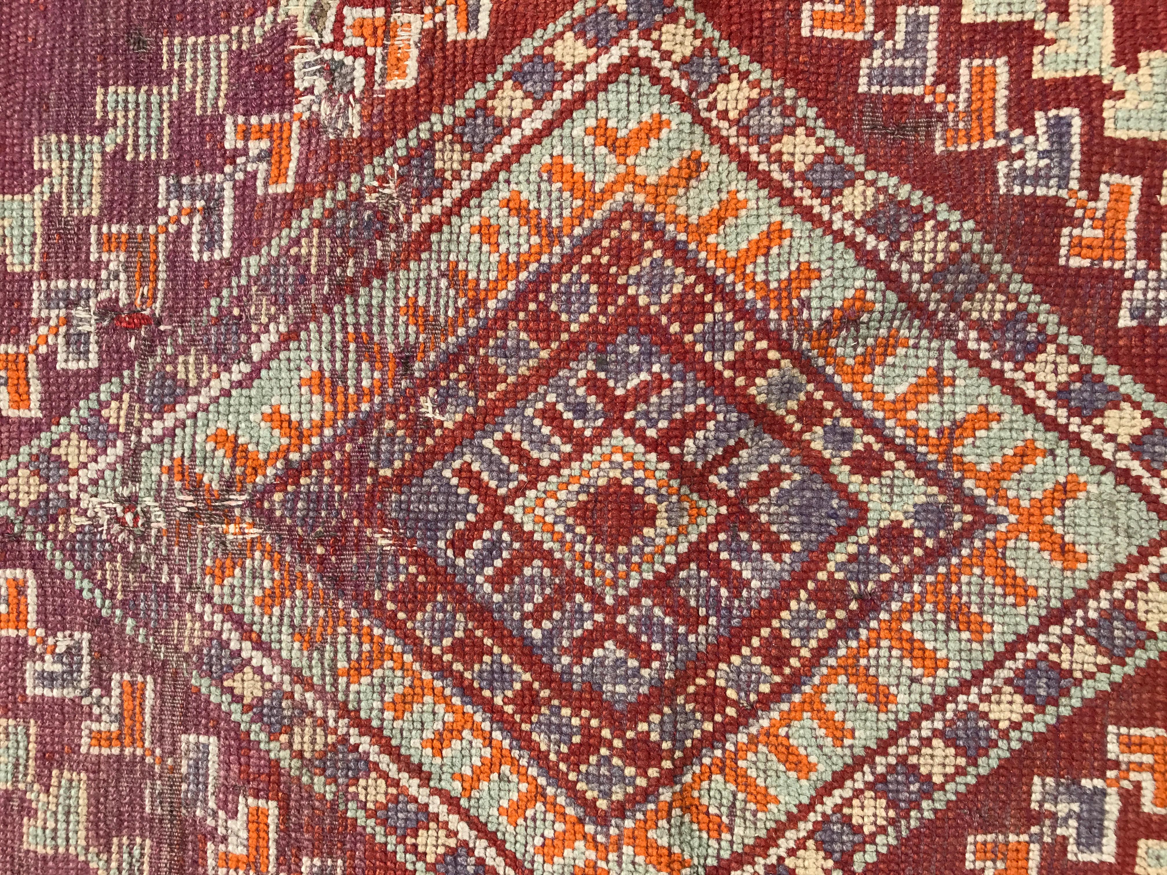 Antique Moroccan Berbere Tribal Long Rug 14