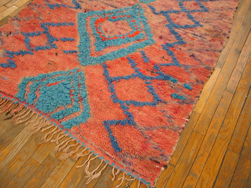 Hand-Knotted Vintage Moroccan Boucherouitte carpet For Sale