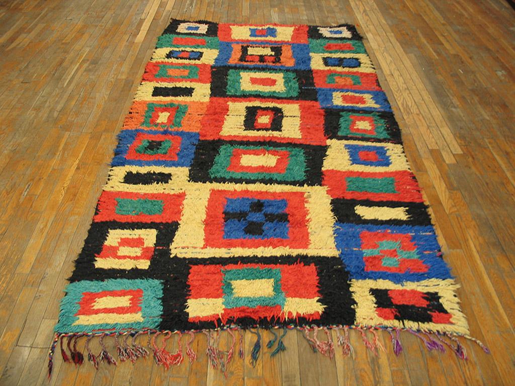 Antique Moroccan - Boucherouitte rug, size: 4'10