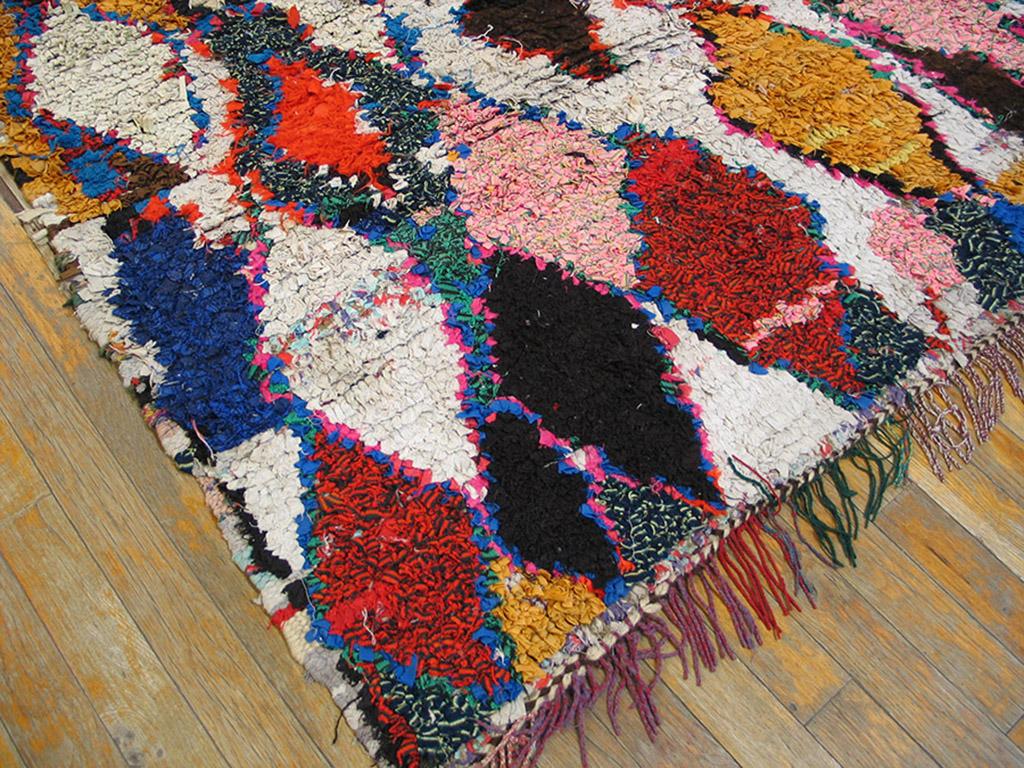 Hand-Knotted Antique Moroccan, Boucherouitte Rug For Sale