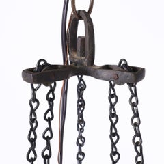 Antique Moroccan Brass and Stained Glass Pendant or Light Fixture