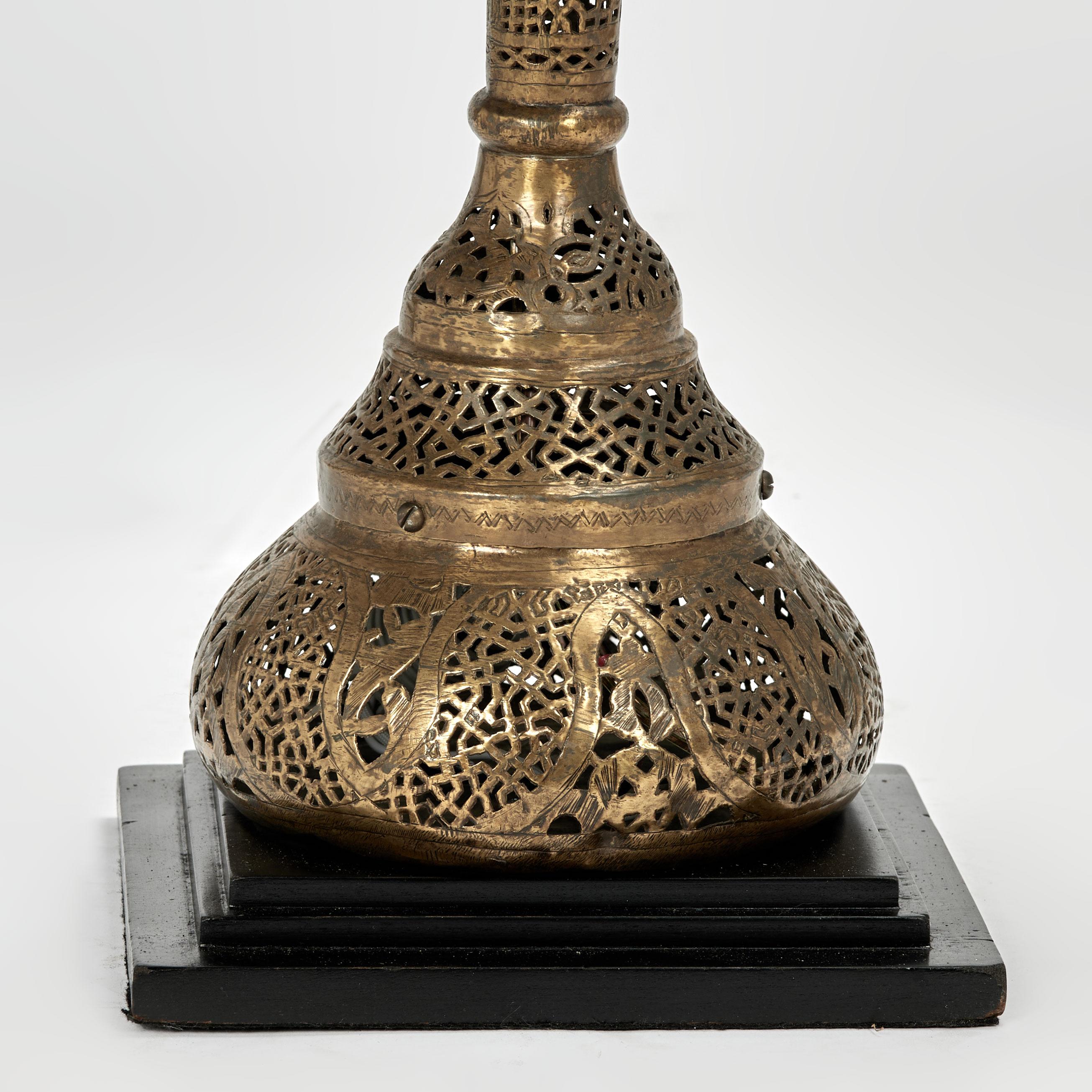20th Century Antique Moroccan Brass Table Lamp For Sale