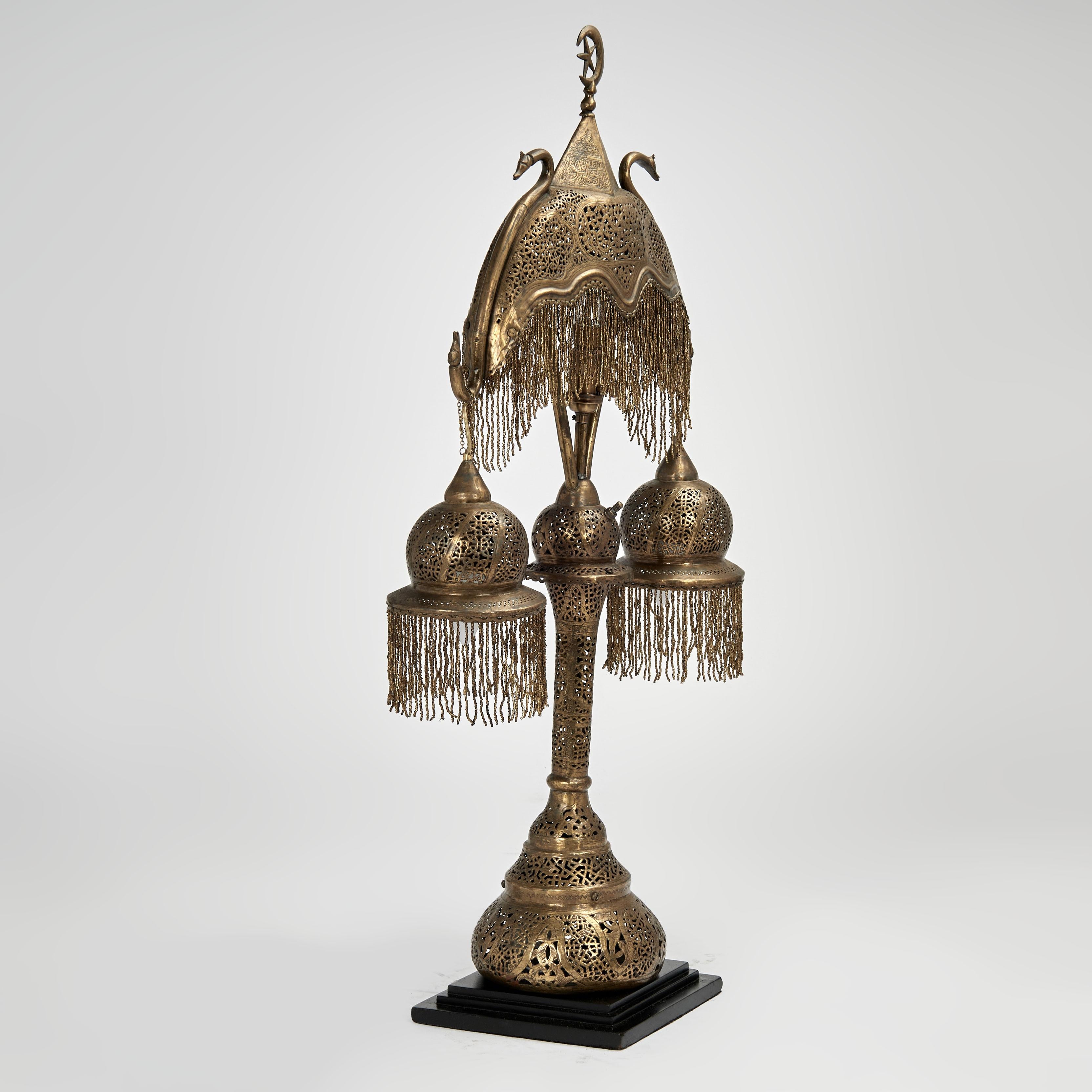 Antique Moroccan Brass Table Lamp For Sale 1