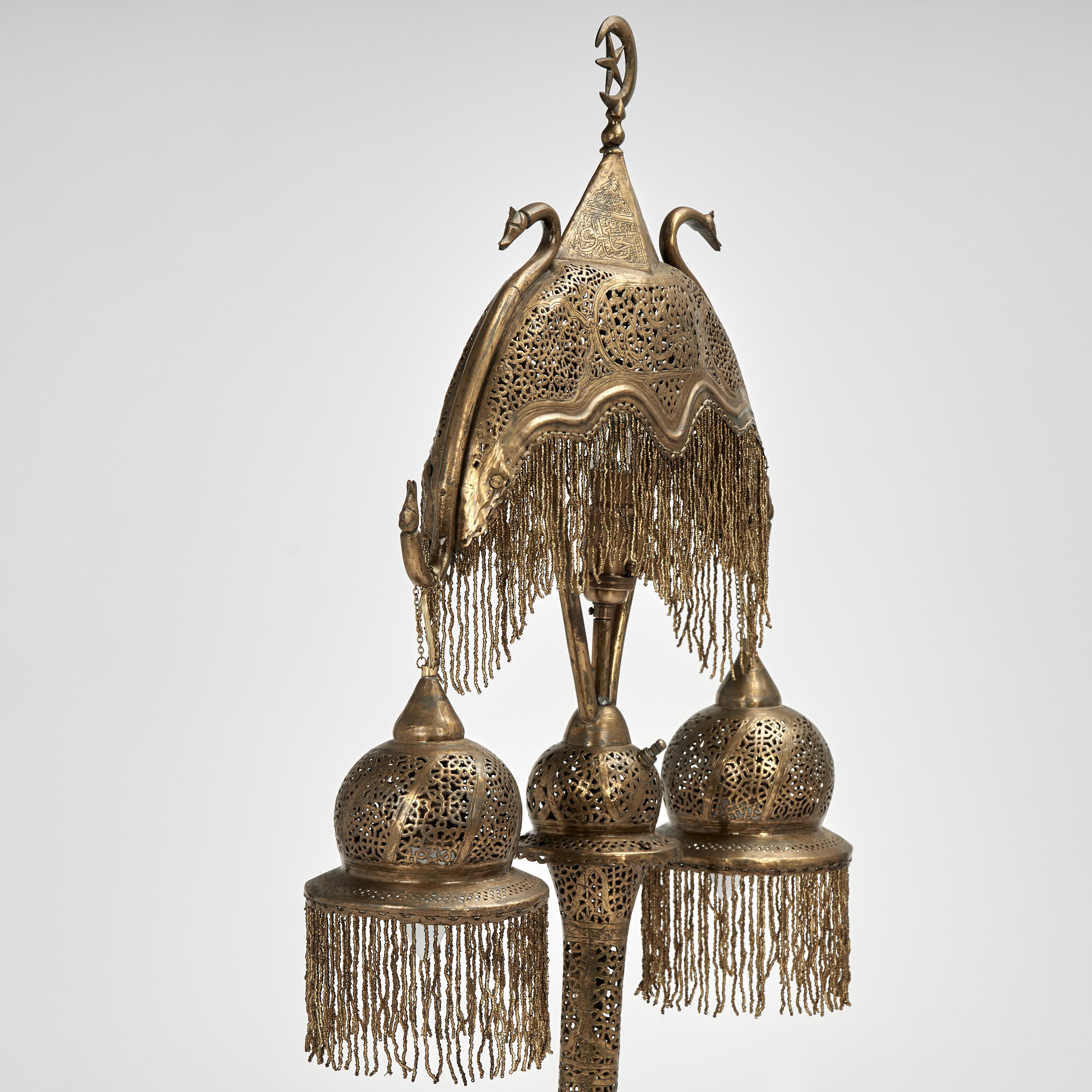 Antique Moroccan Brass Table Lamp For Sale 2