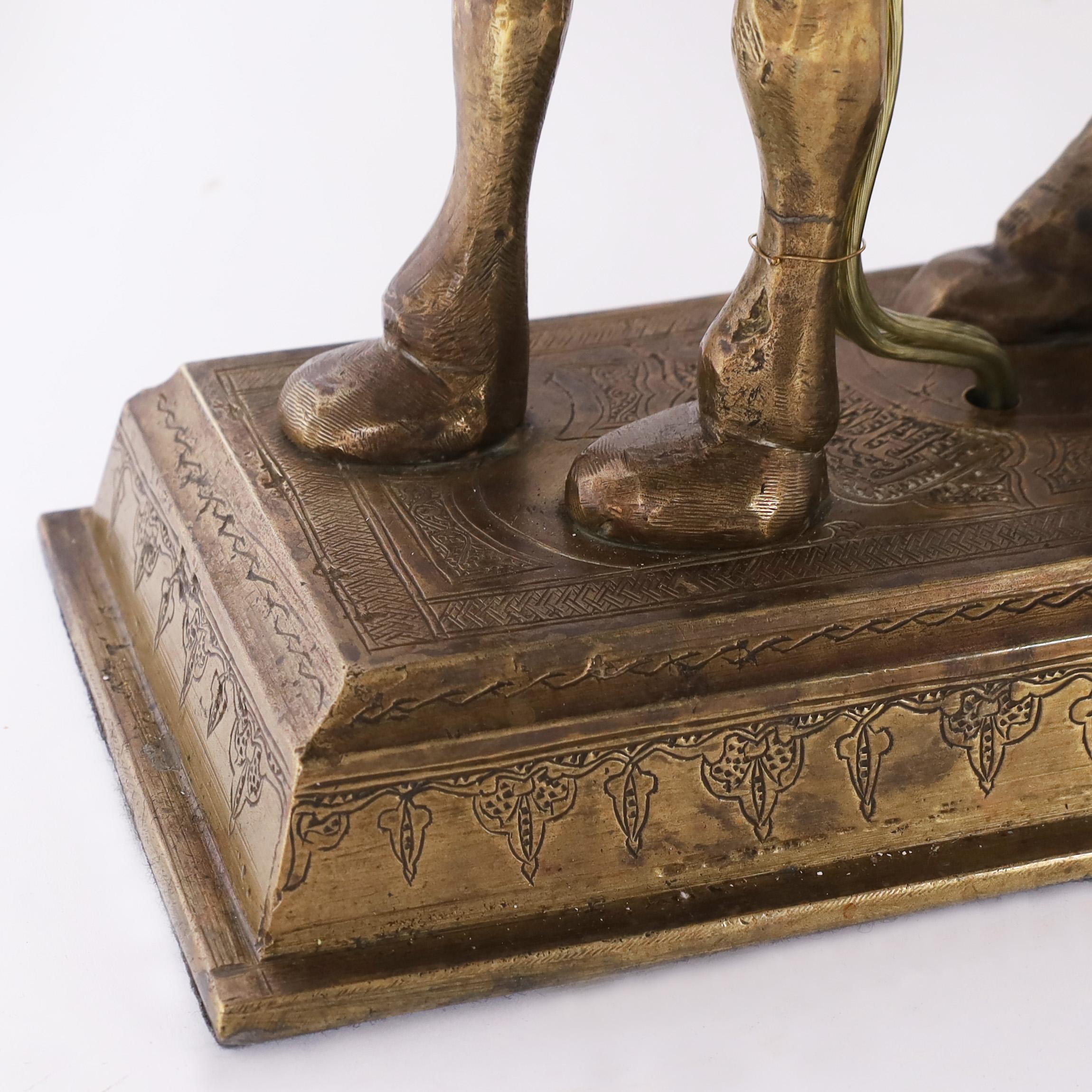 Antique Moroccan Brass Table Lamp with Camel 4